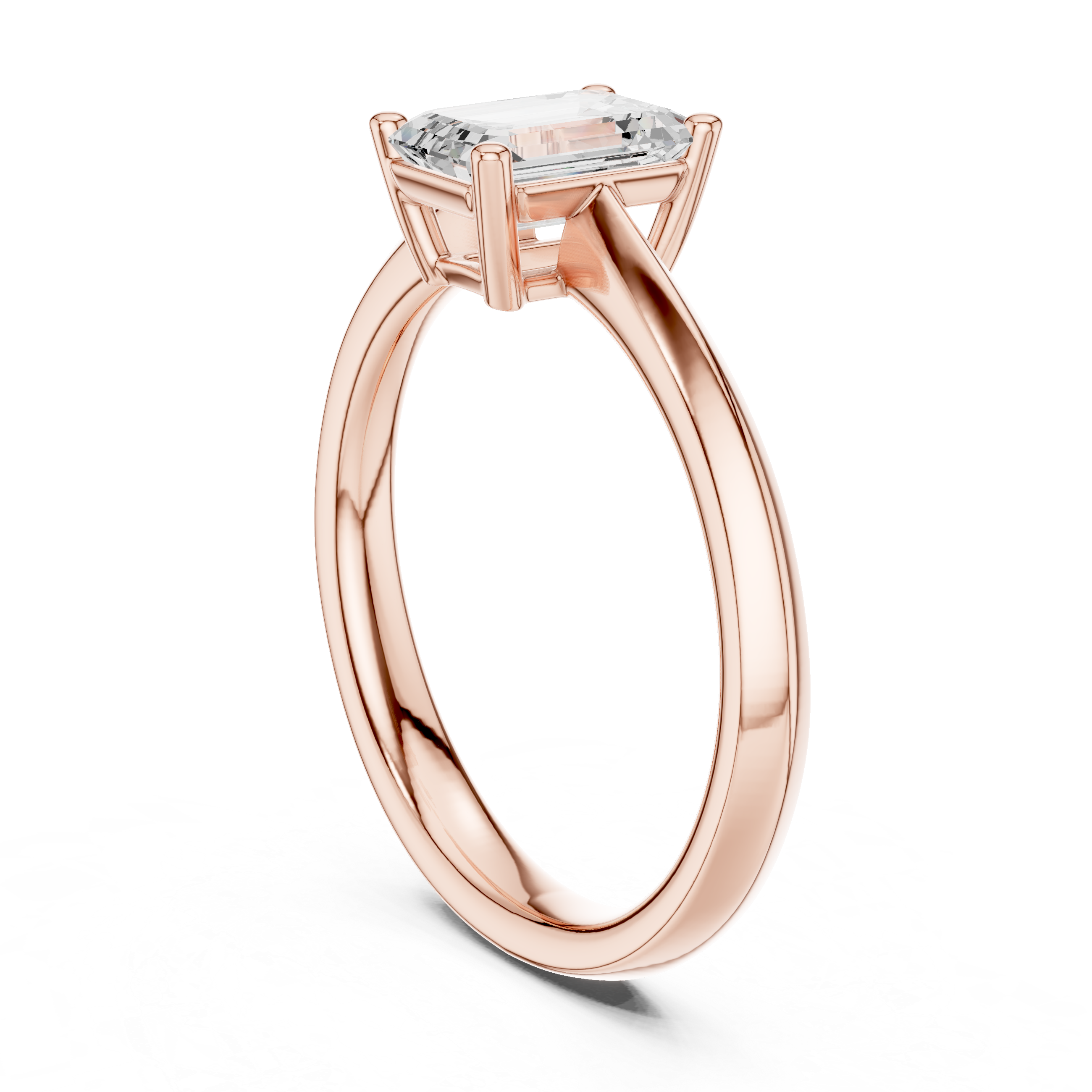 Emerald Cut Diamond Solitaire Engagement Ring