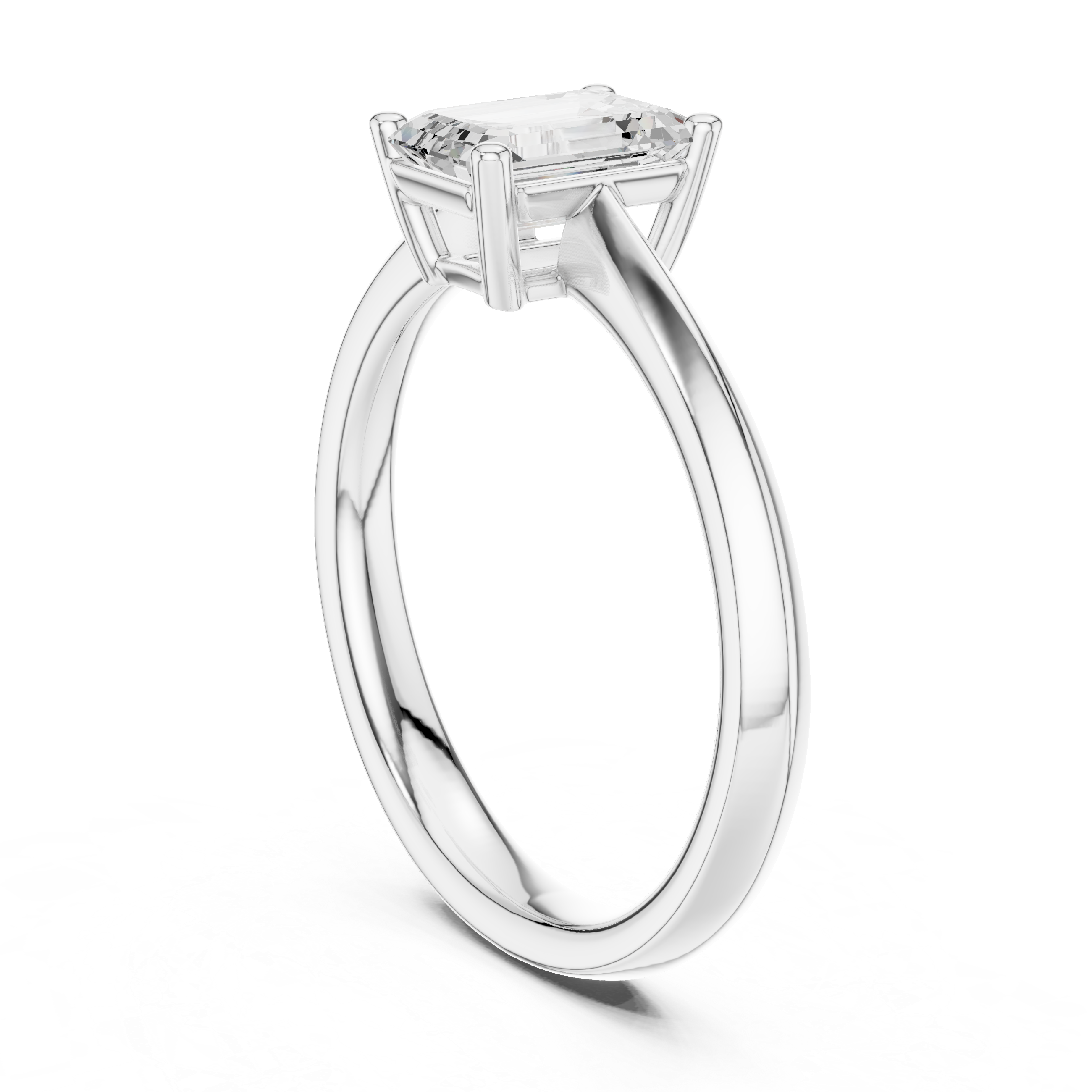 Emerald Cut Diamond Solitaire Engagement Ring