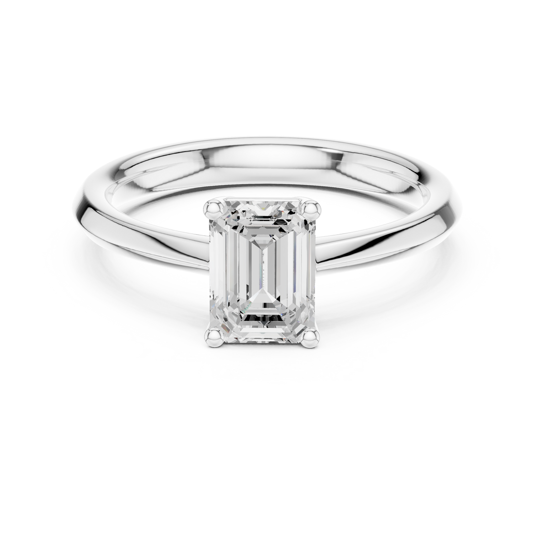 Emerald Cut Diamond Solitaire Engagement Ring