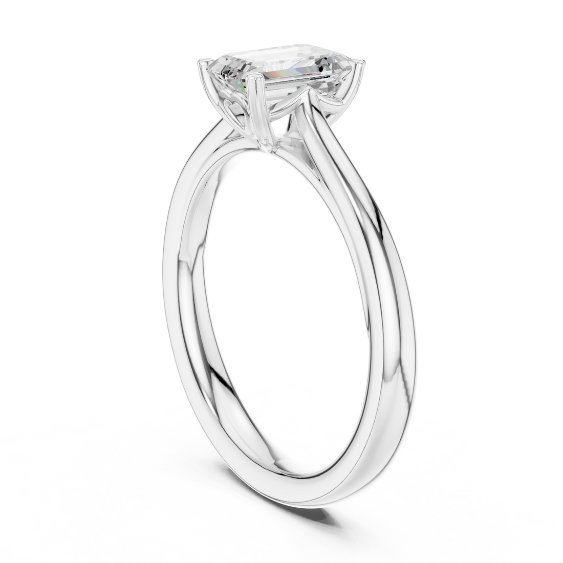 Emerald Cut Diamond Solitaire Engagement Ring