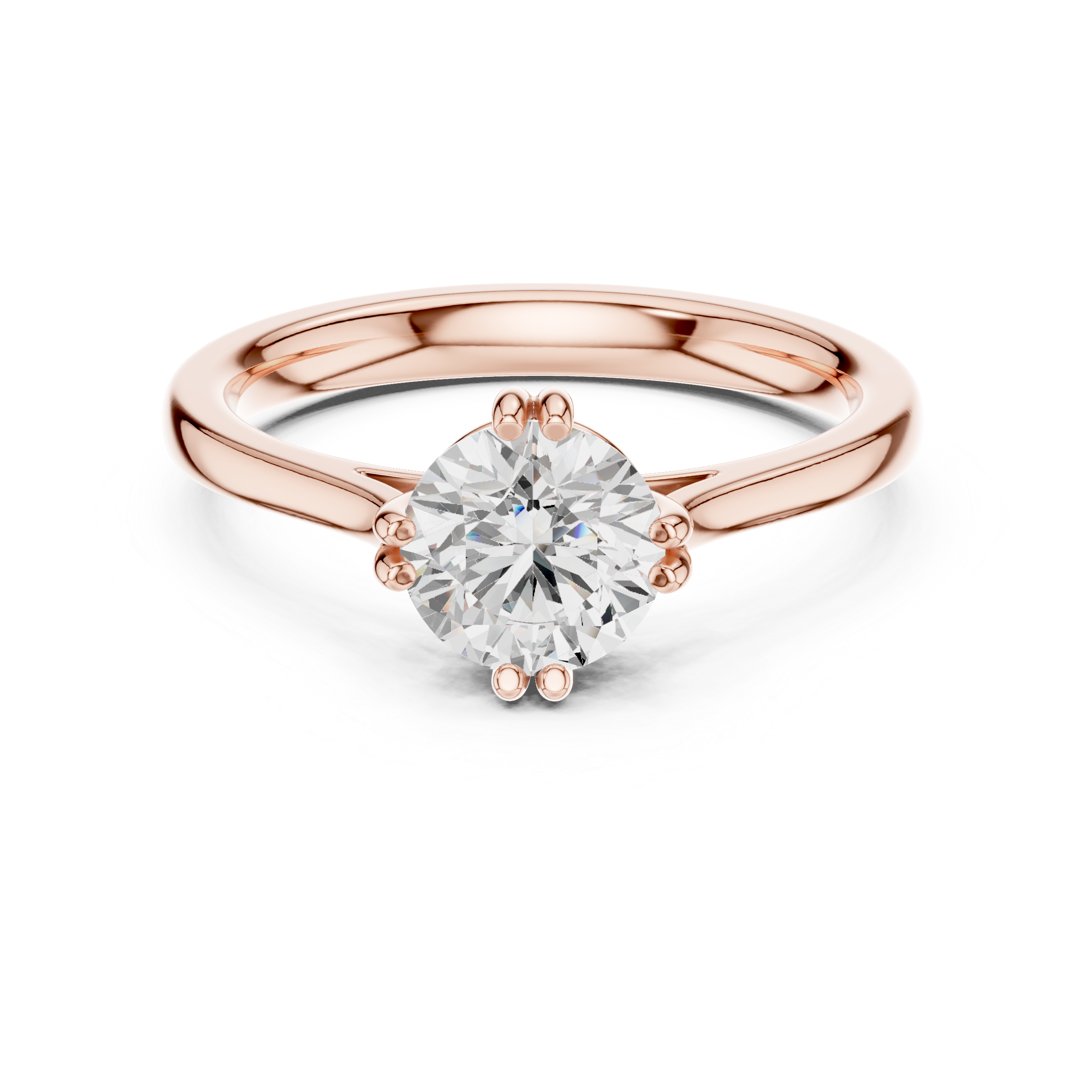 Round Brilliant Cut Diamond Solitaire Engagement Ring in Classic Six Prong Setting