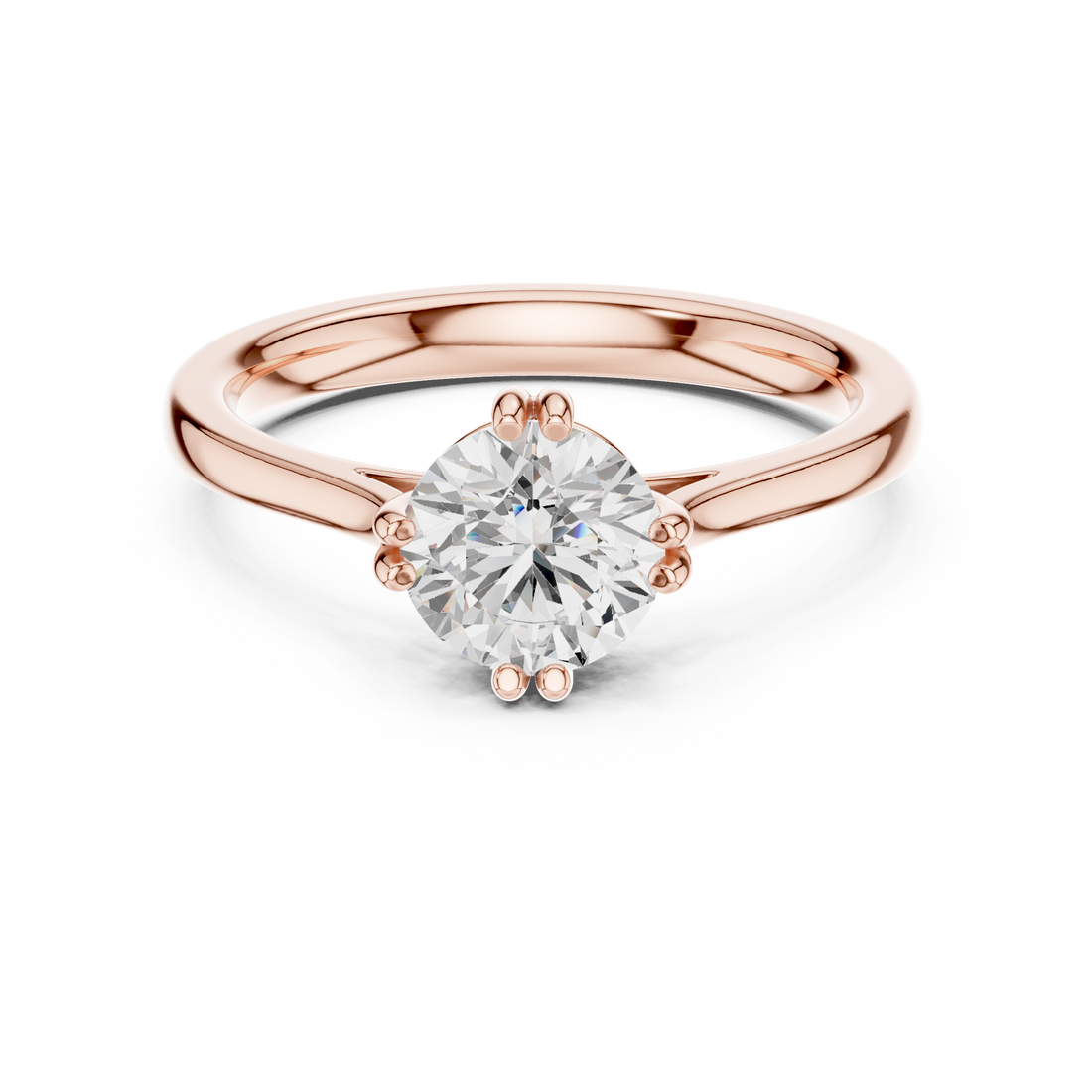 Round Brilliant Cut Diamond Solitaire Engagement Ring in Classic Six Prong Setting