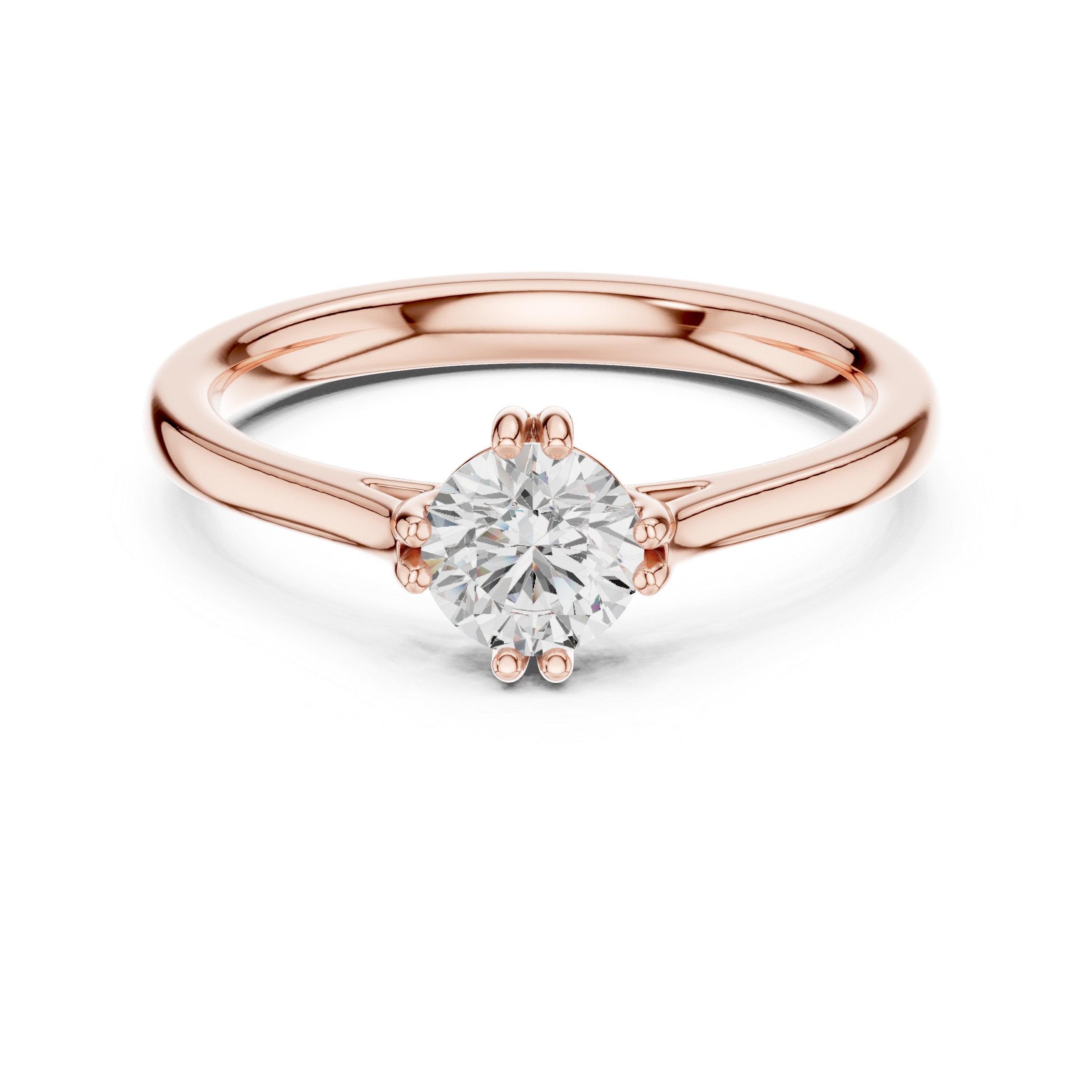 Bold Round Brilliant Cut Diamond Solitaire Engagement Ring in Classic Six Prong Setting look