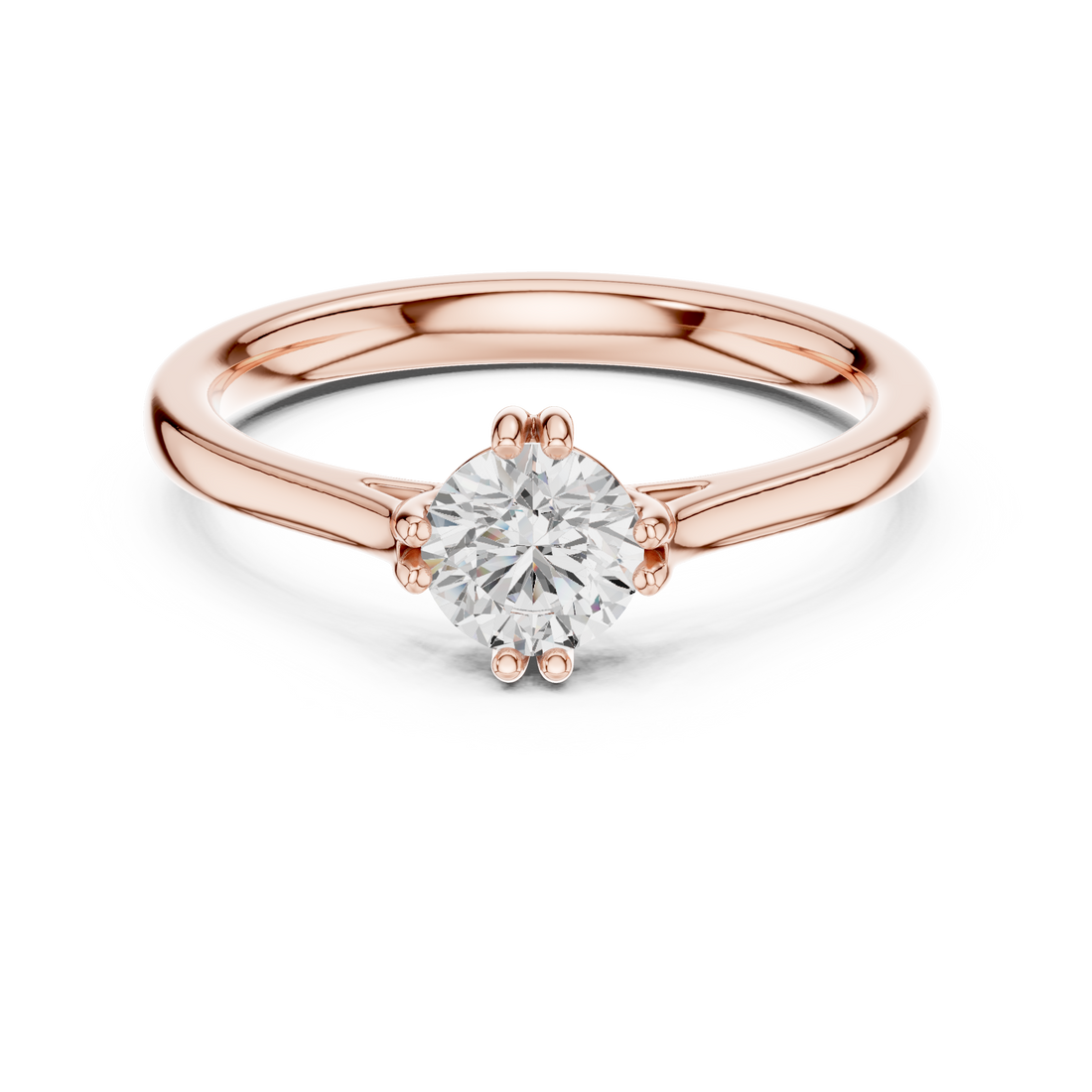 Bold Round Brilliant Cut Diamond Solitaire Engagement Ring in Classic Six Prong Setting look