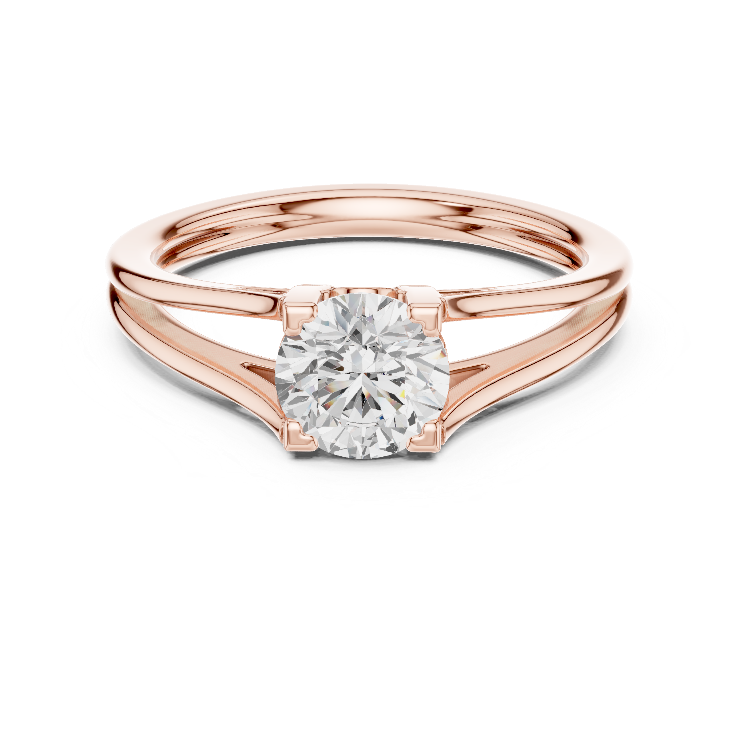 Rare Round Brilliant Cut Diamond Split Shank Solitaire Engagement Ring find