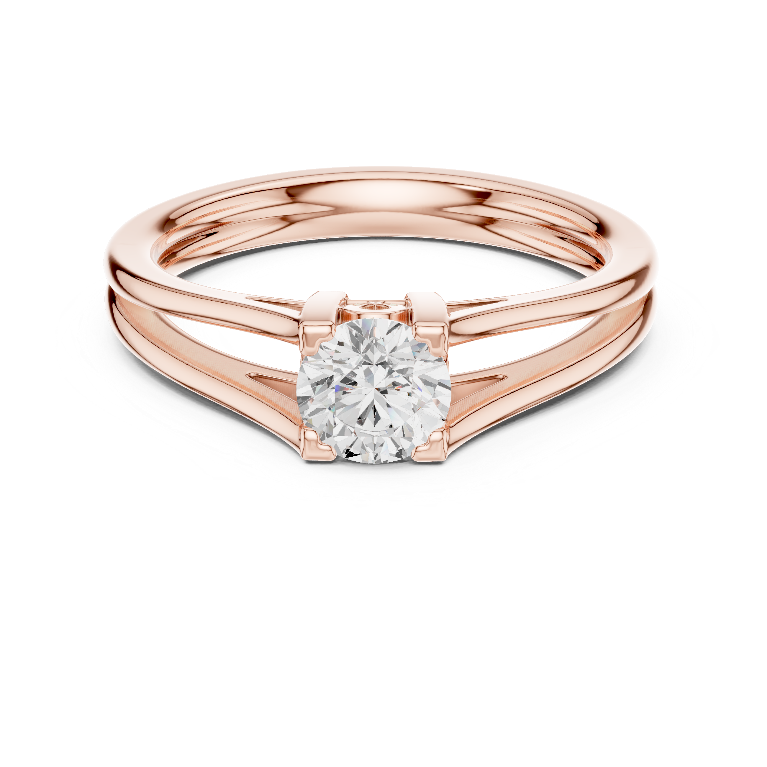 Round Brilliant Cut Diamond Solitaire Split Shank Ring