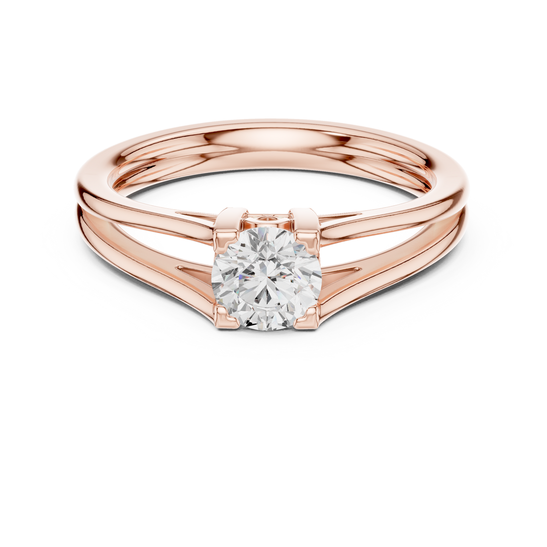 Round Brilliant Cut Diamond Solitaire Split Shank Ring