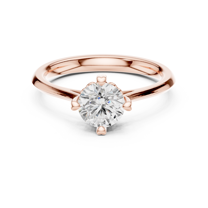 Bold Round Brilliant Cut Diamond Solitaire Heart Prong Engagement Ring look