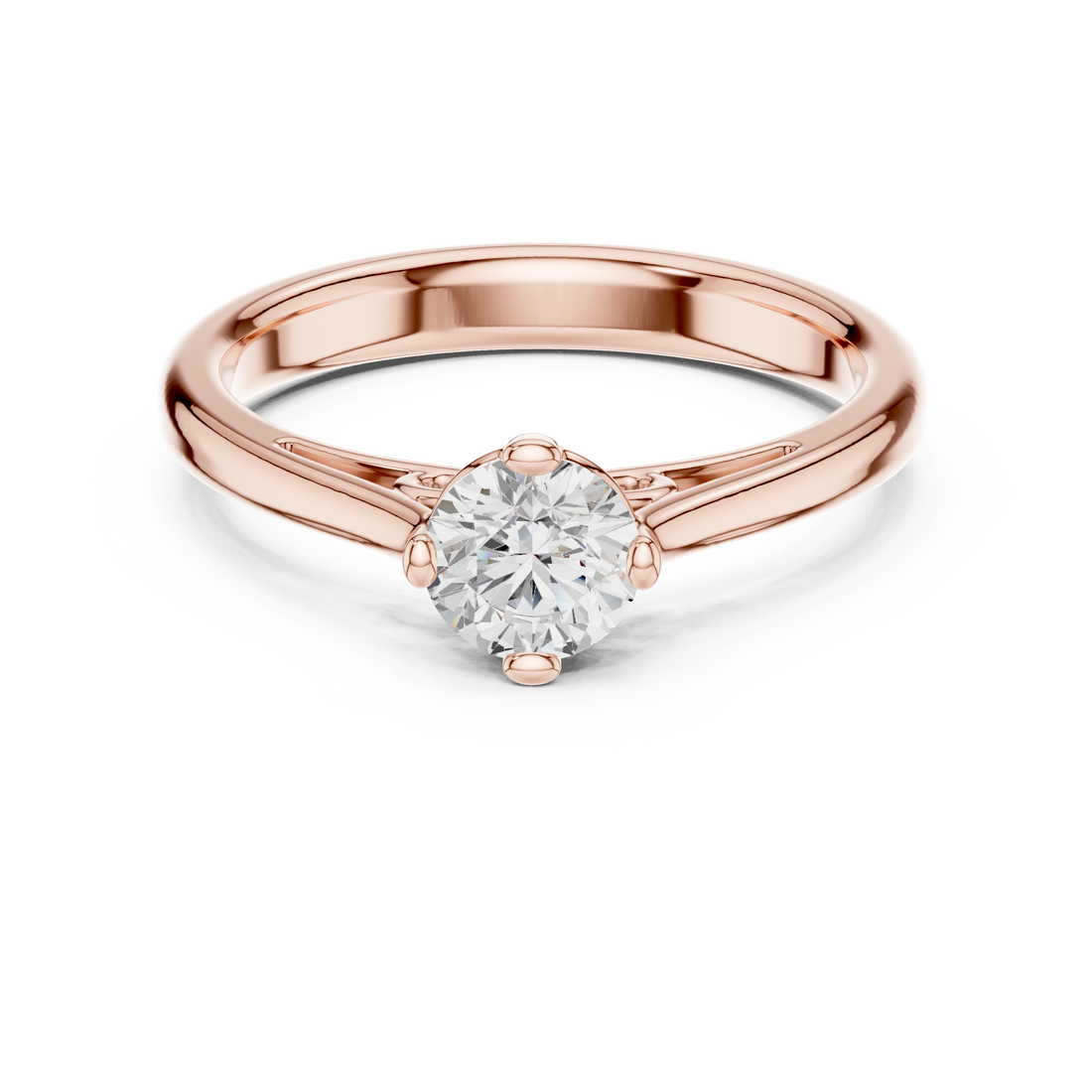 Bold Timeless Round Cut Diamond Solitaire Engagement Ring look