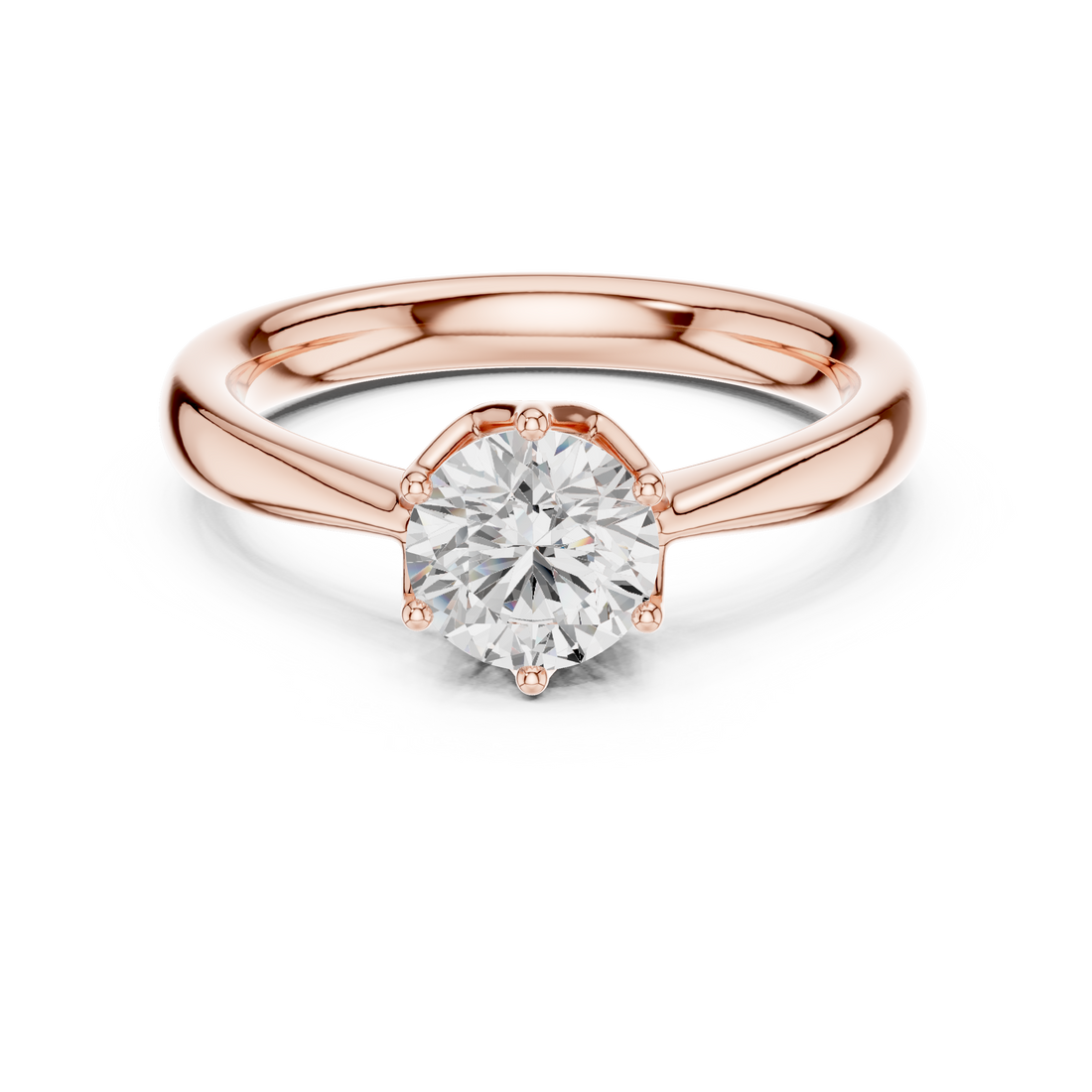 Bold Round Brilliant Cut Diamond Solitaire Engagement Ring look