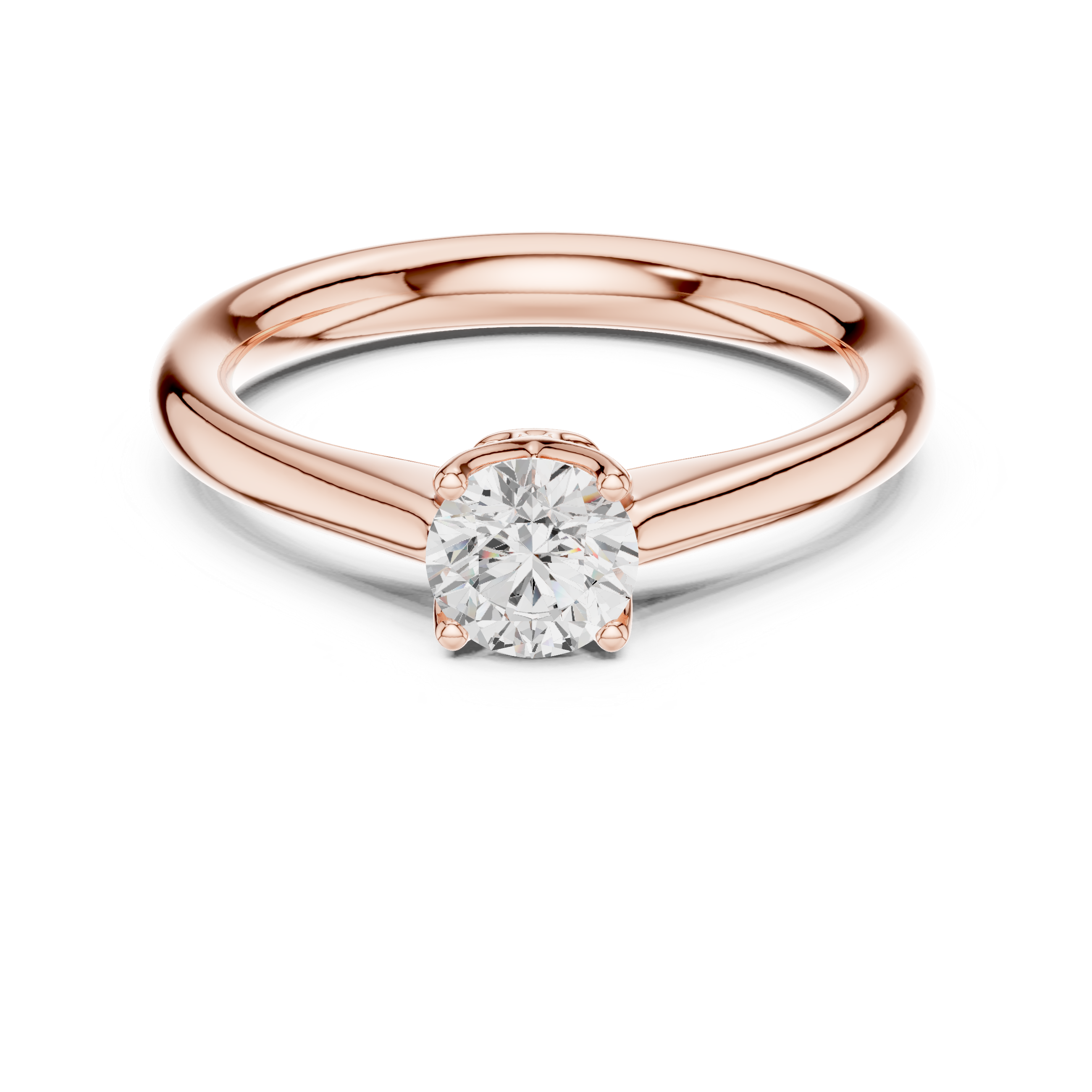 Round Brilliant Cut Diamond Solitaire Engagement Ring Classic Collet Setting