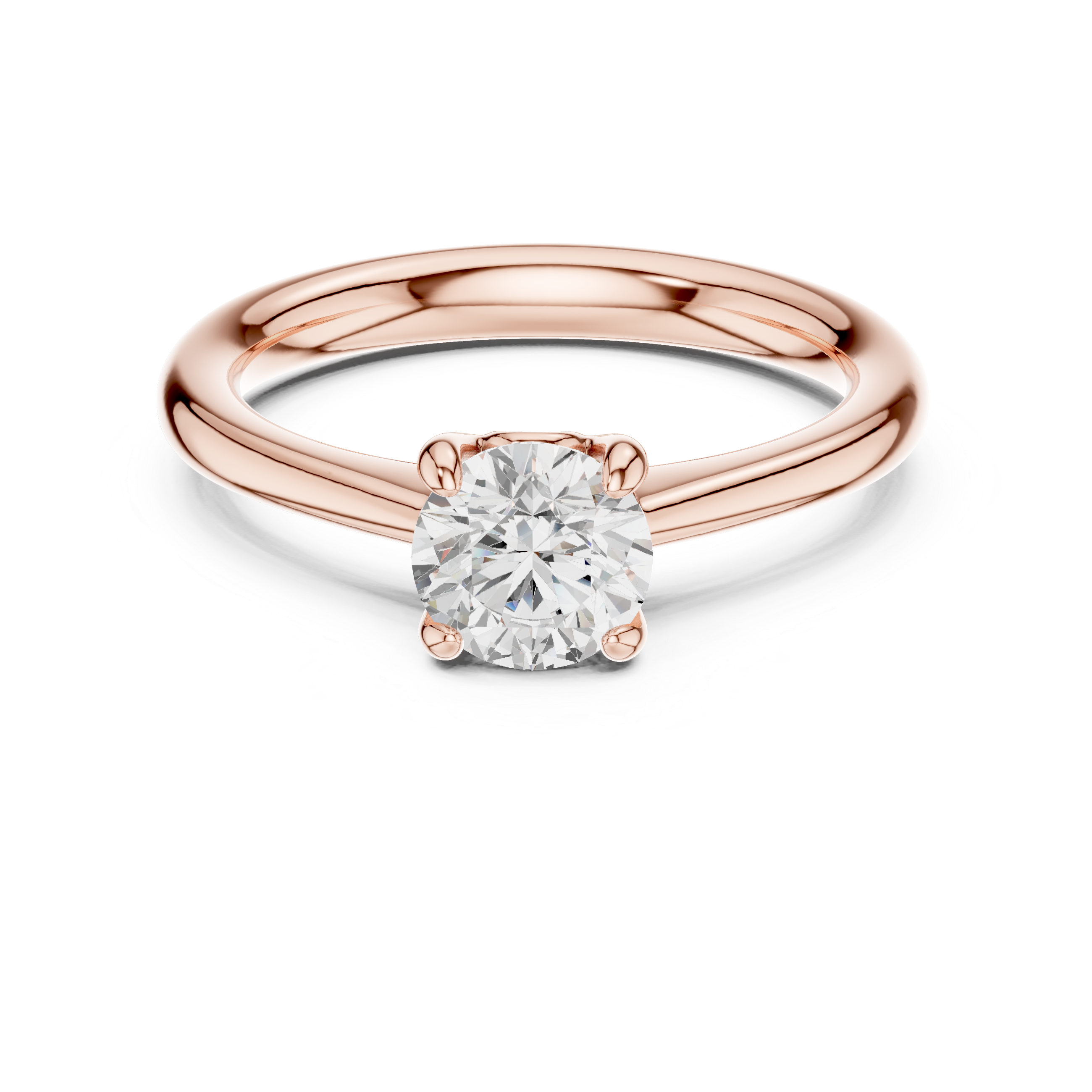 Bold Round Brilliant Cut Diamond Solitaire Engagement Rin Classic Collet Setting look