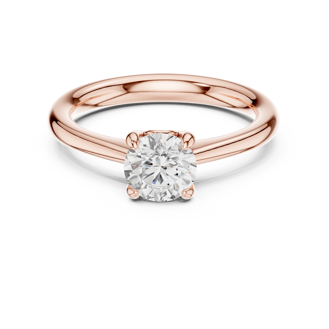 Bold Round Brilliant Cut Diamond Solitaire Engagement Rin Classic Collet Setting look