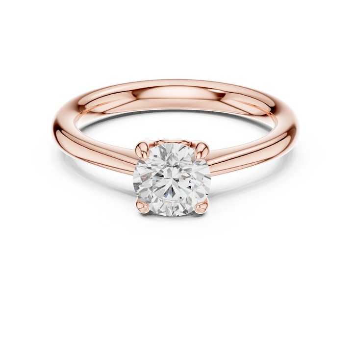 Bold Round Brilliant Cut Diamond Solitaire Engagement Rin Classic Collet Setting look
