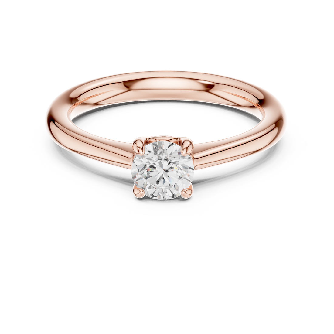 Modern Round Brilliant Cut Diamond Solitaire Engagement Ring Classic Collet Setting vibe