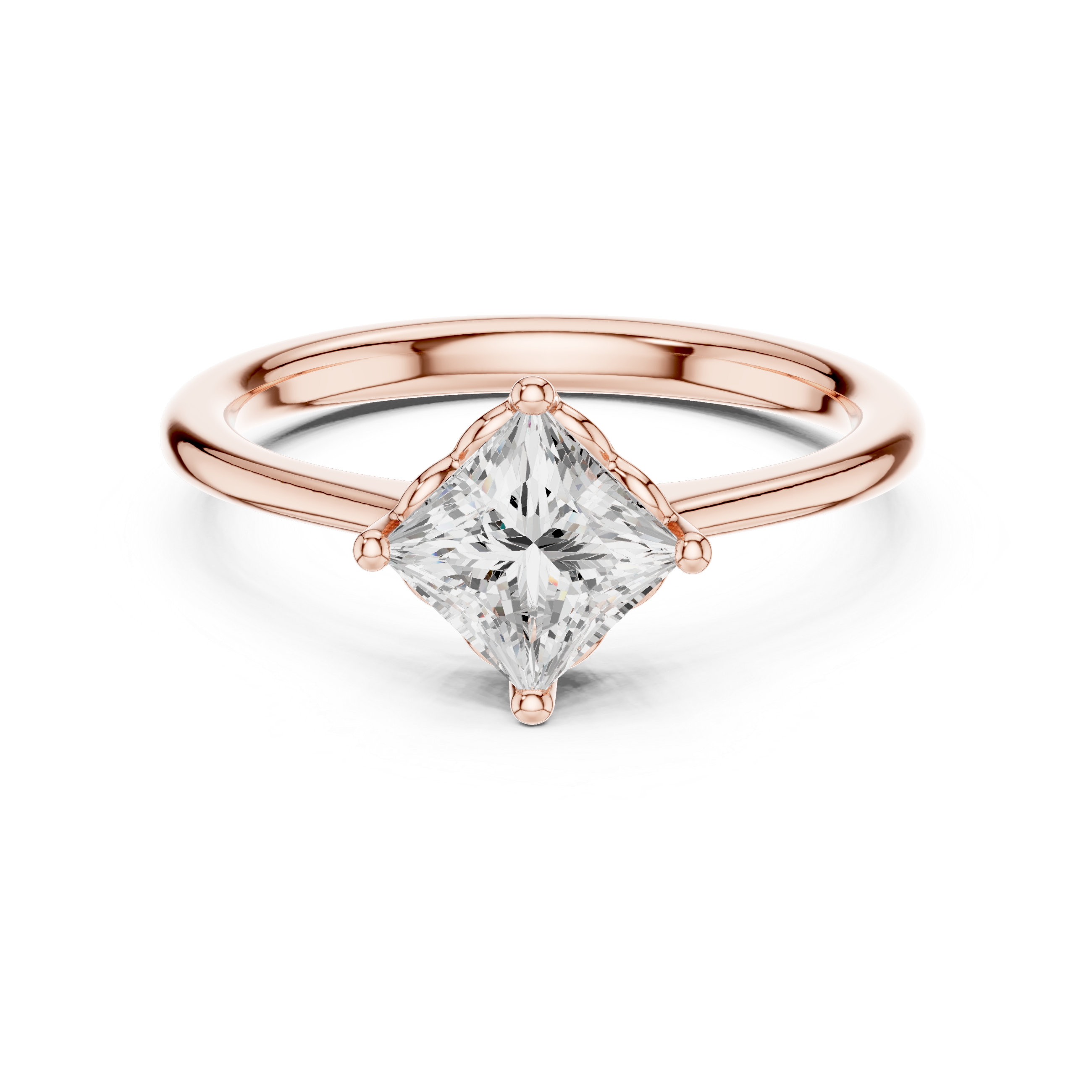 Princess Cut Diamond Solitaire Engagement Ring Classic Collet Setting