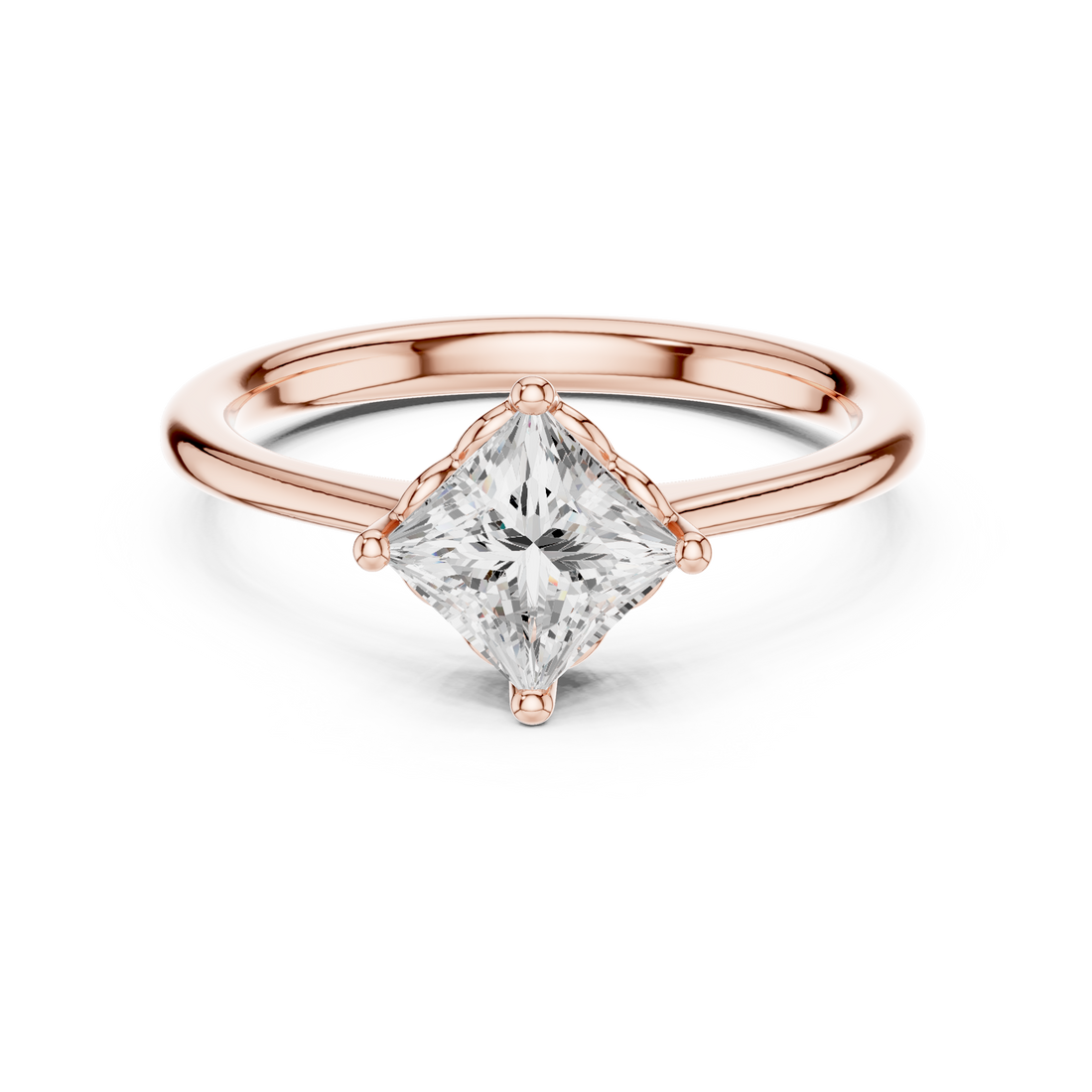 Princess Cut Diamond Solitaire Engagement Ring Classic Collet Setting