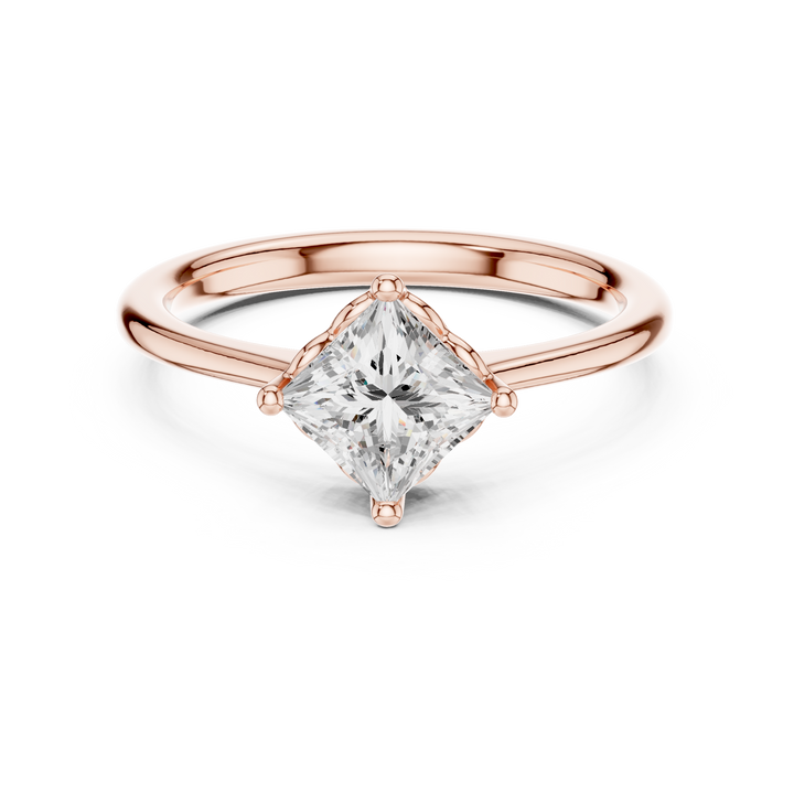 Princess Cut Diamond Solitaire Engagement Ring Classic Collet Setting