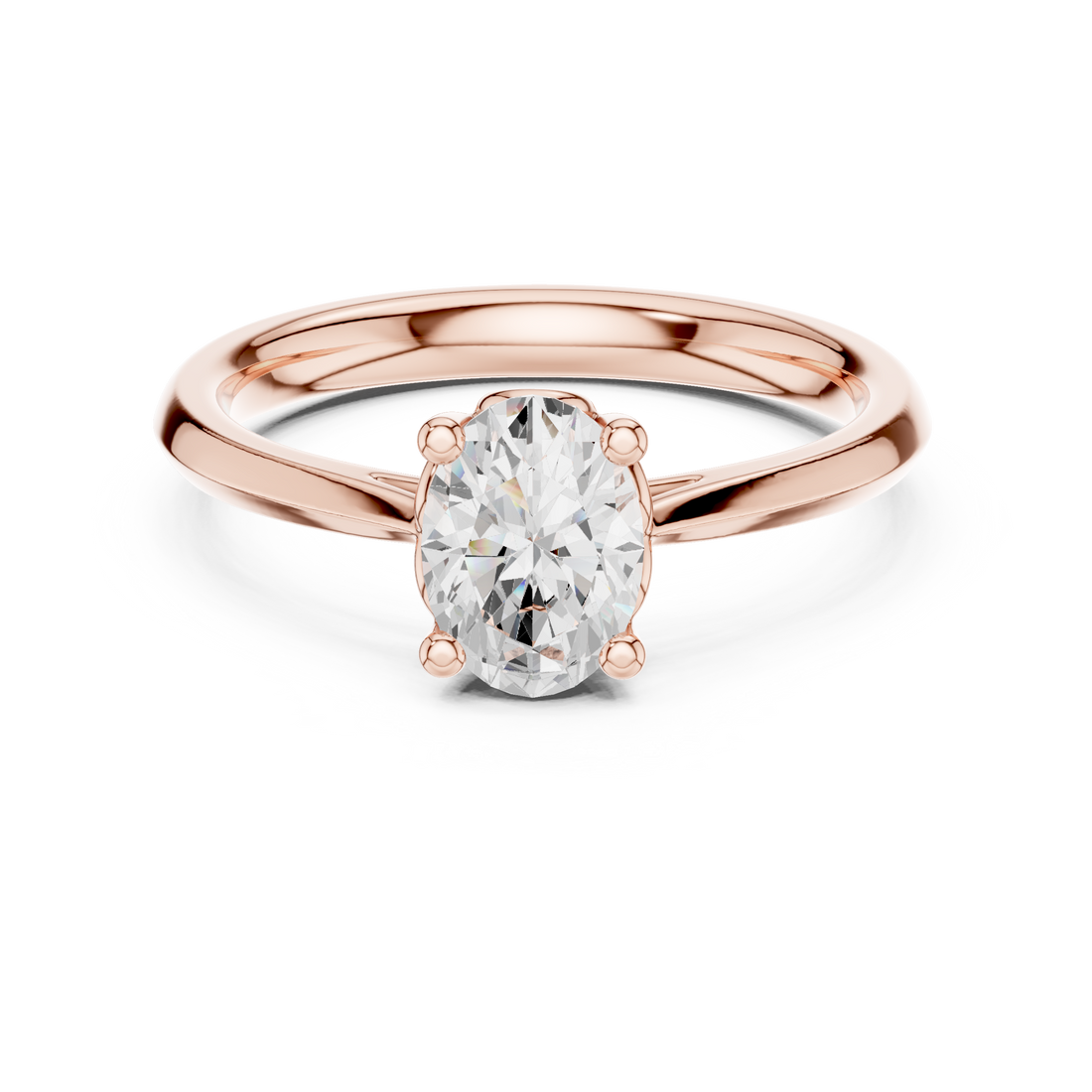 Modern Oval Cut Diamond Solitaire Engagement Ring with Classic Collet Setting vibe