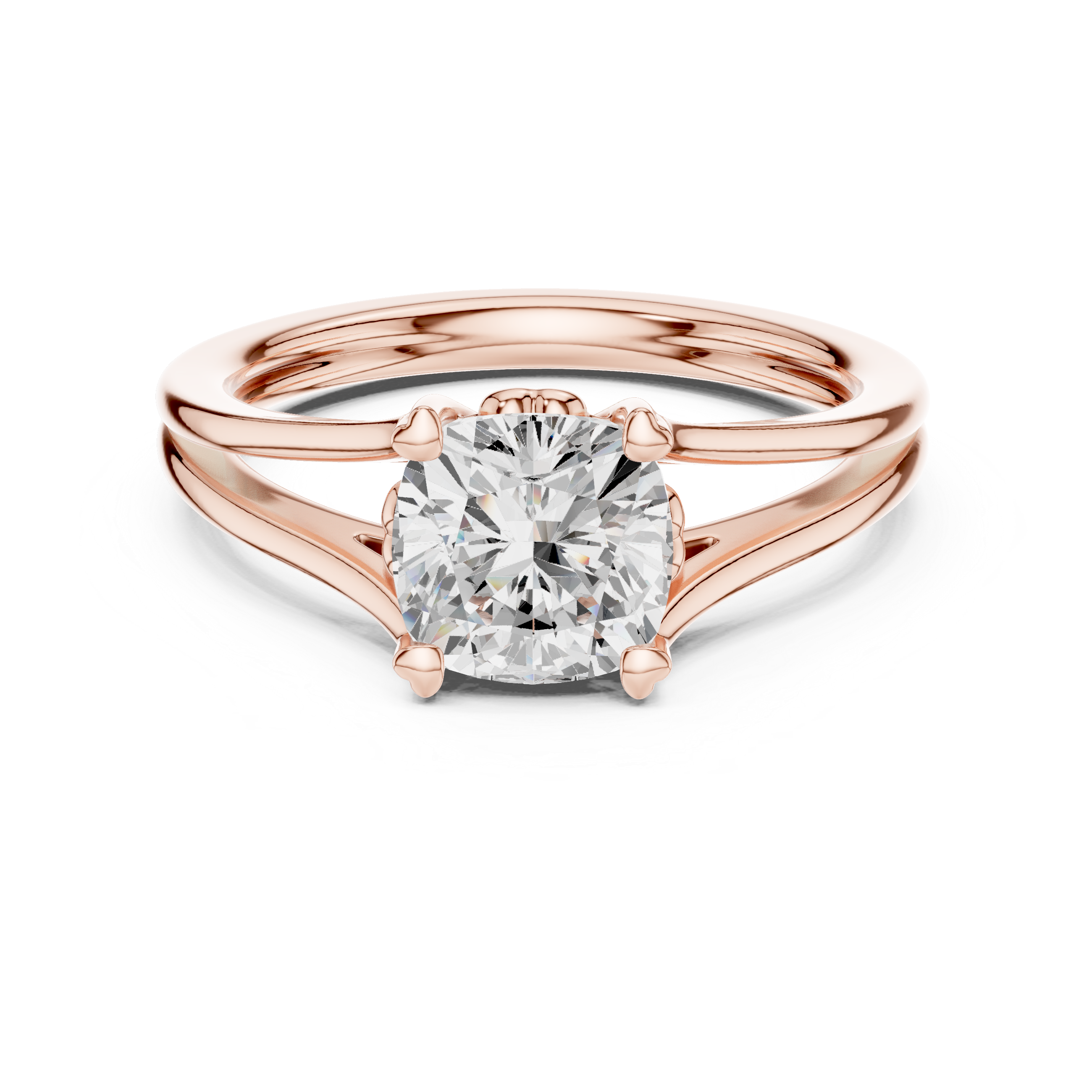 Rare Cushion Square Cut Diamond Solitaire Engagement Ring Split Shank Collet Setting find