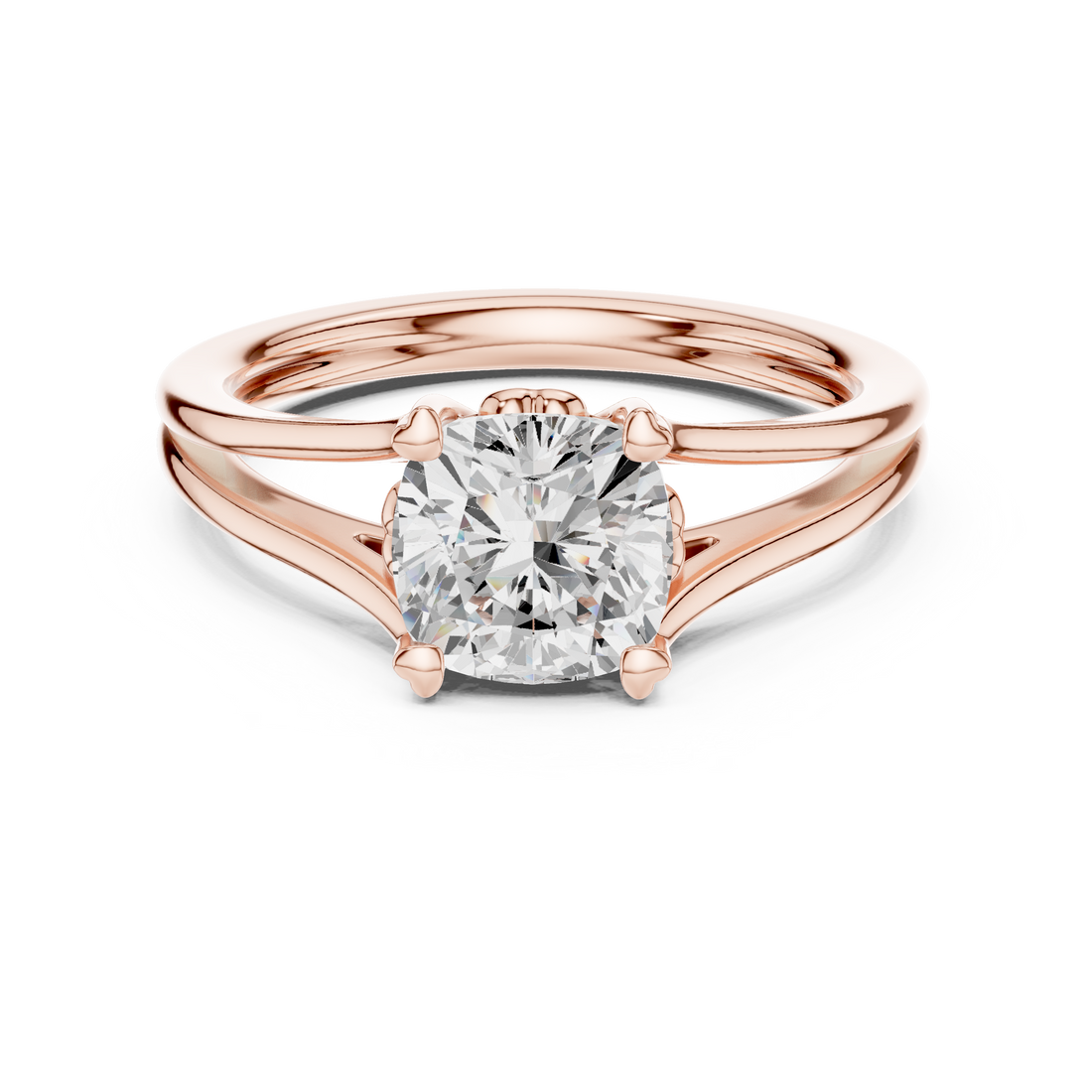Rare Cushion Square Cut Diamond Solitaire Engagement Ring Split Shank Collet Setting find