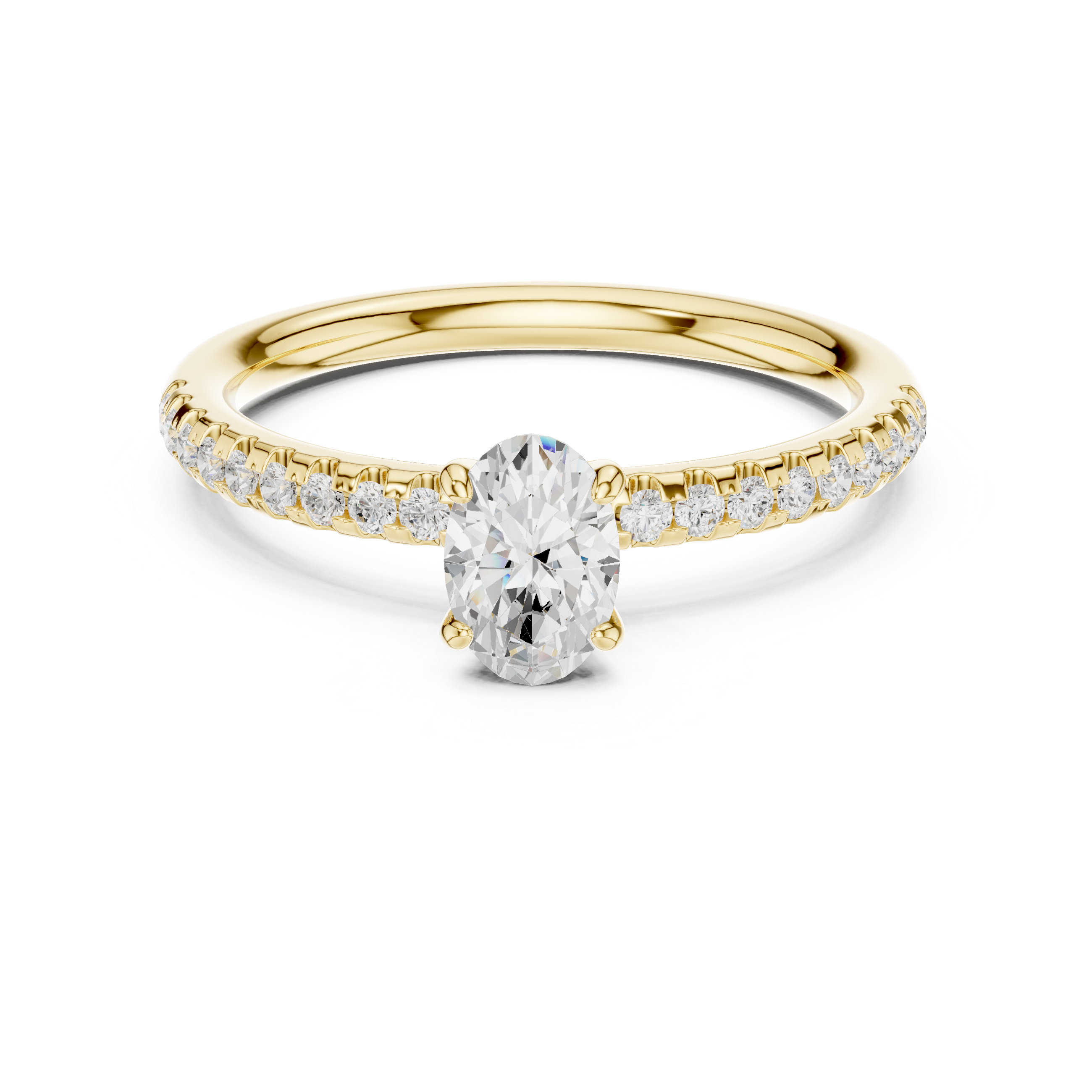 Stunning oval diamond engagement ring with brilliant sparkle and slim band profile.