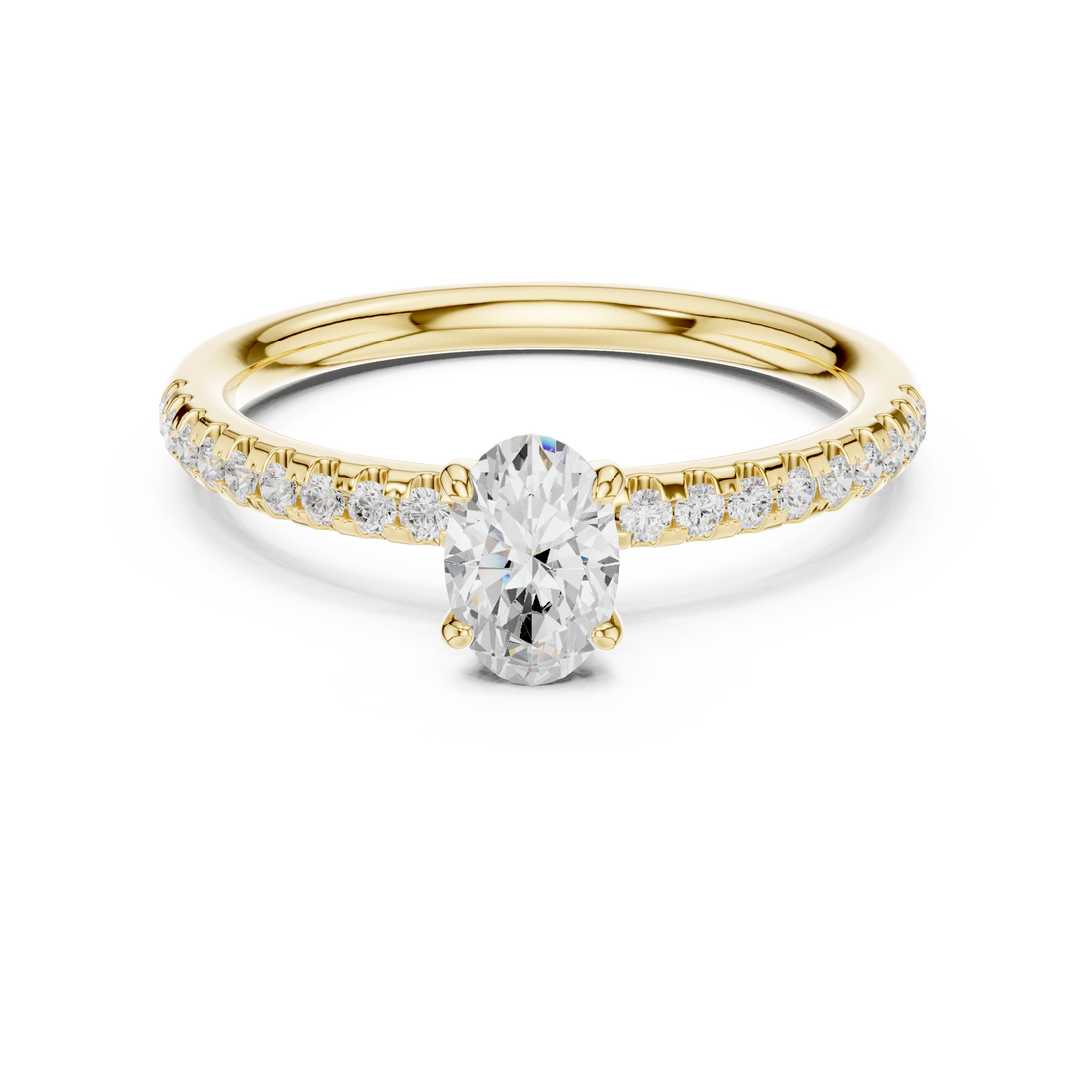 Stunning oval diamond engagement ring with brilliant sparkle and slim band profile.