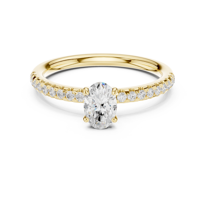 Stunning oval diamond engagement ring with brilliant sparkle and slim band profile.
