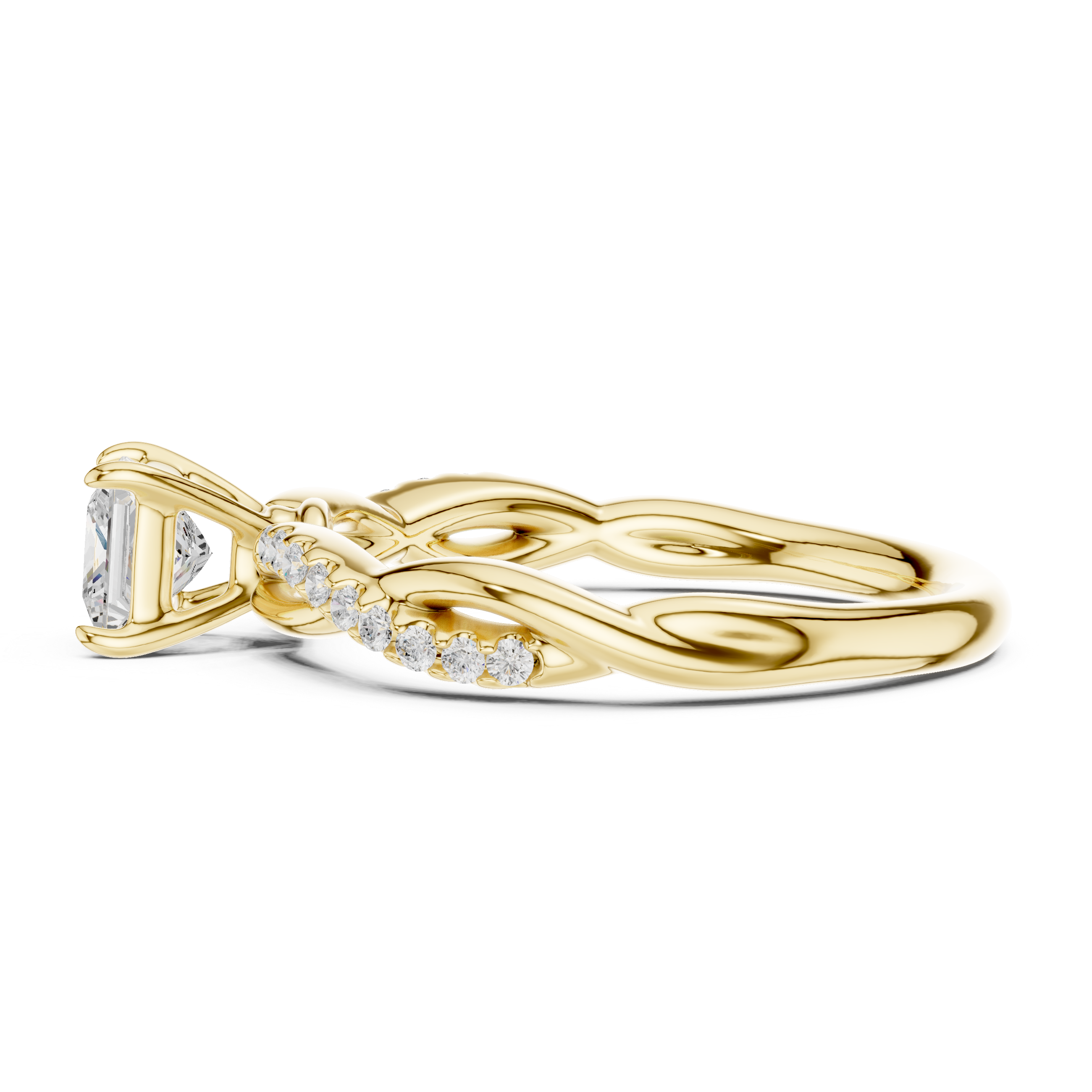 Elegant gold tennis bracelet featuring continuous line of sparkling diamonds.
