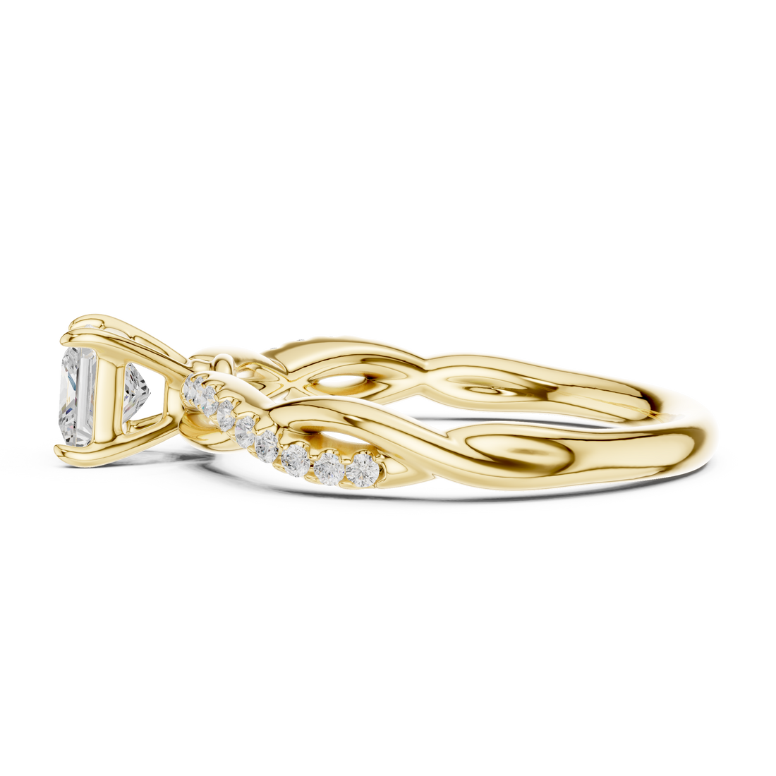 Elegant gold tennis bracelet featuring continuous line of sparkling diamonds.