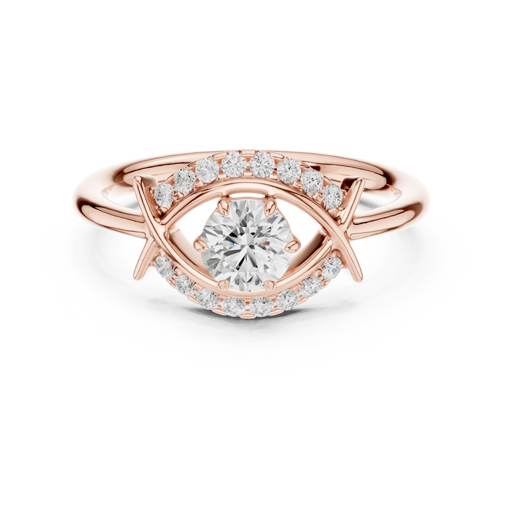 Elegant gold diamond engagement ring with classic round solitaire setting and polished band design.