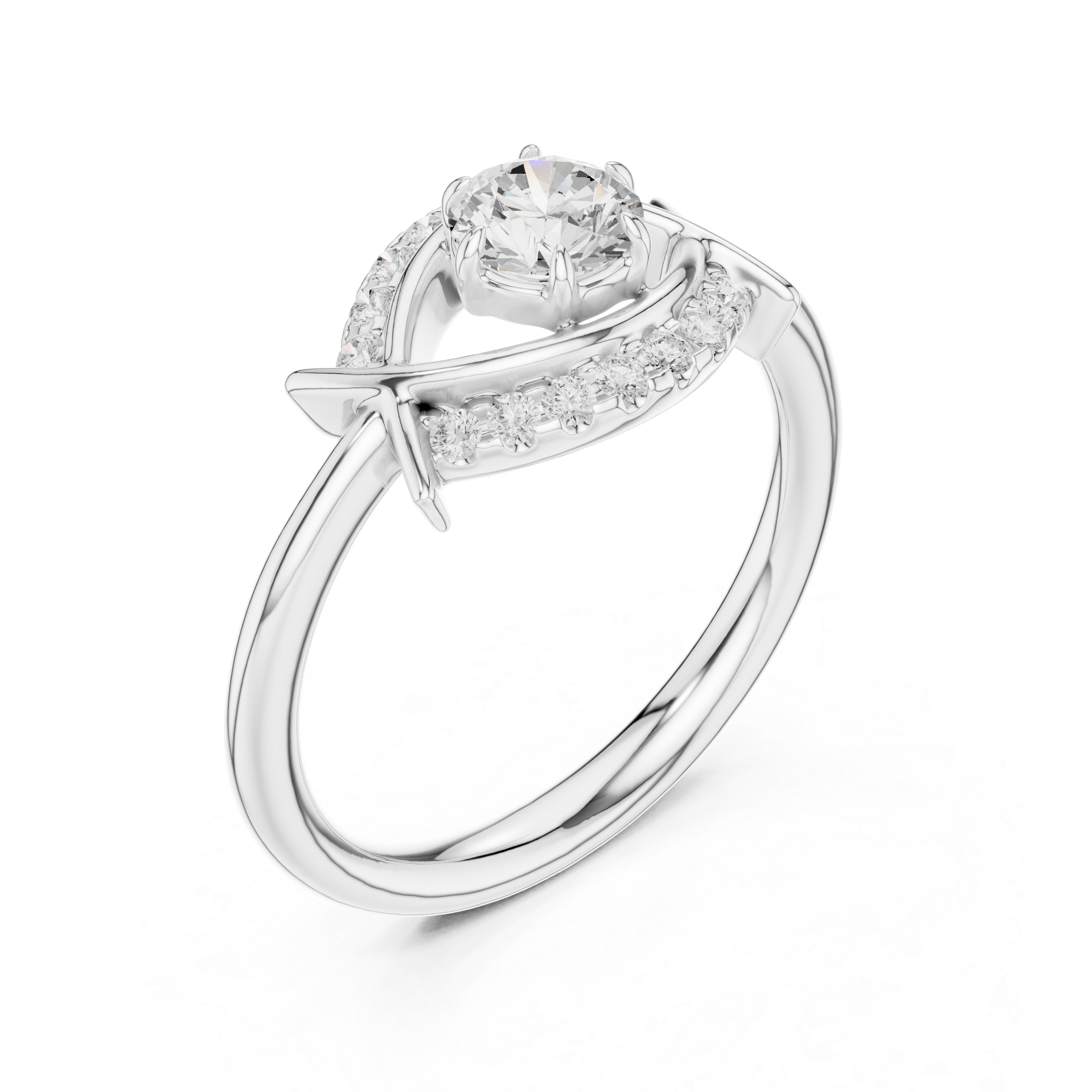 Modern geometric diamond ring with sharp angles and contemporary luxury finish.