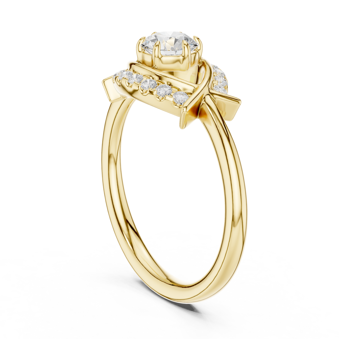 Unique twisted band diamond ring with intertwined metal design and premium craftsmanship.