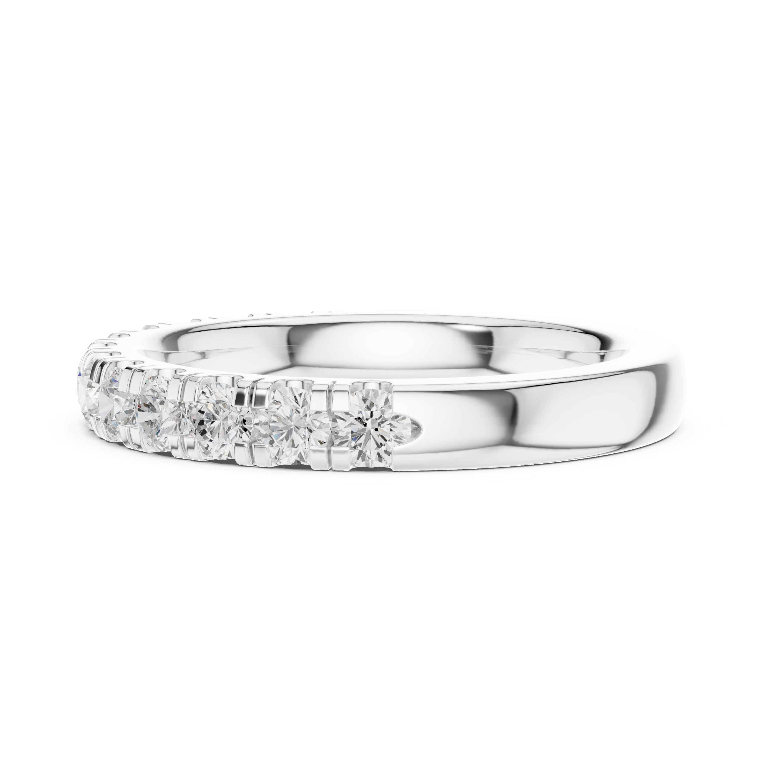 Elegant gold tennis bracelet featuring continuous line of sparkling diamonds.