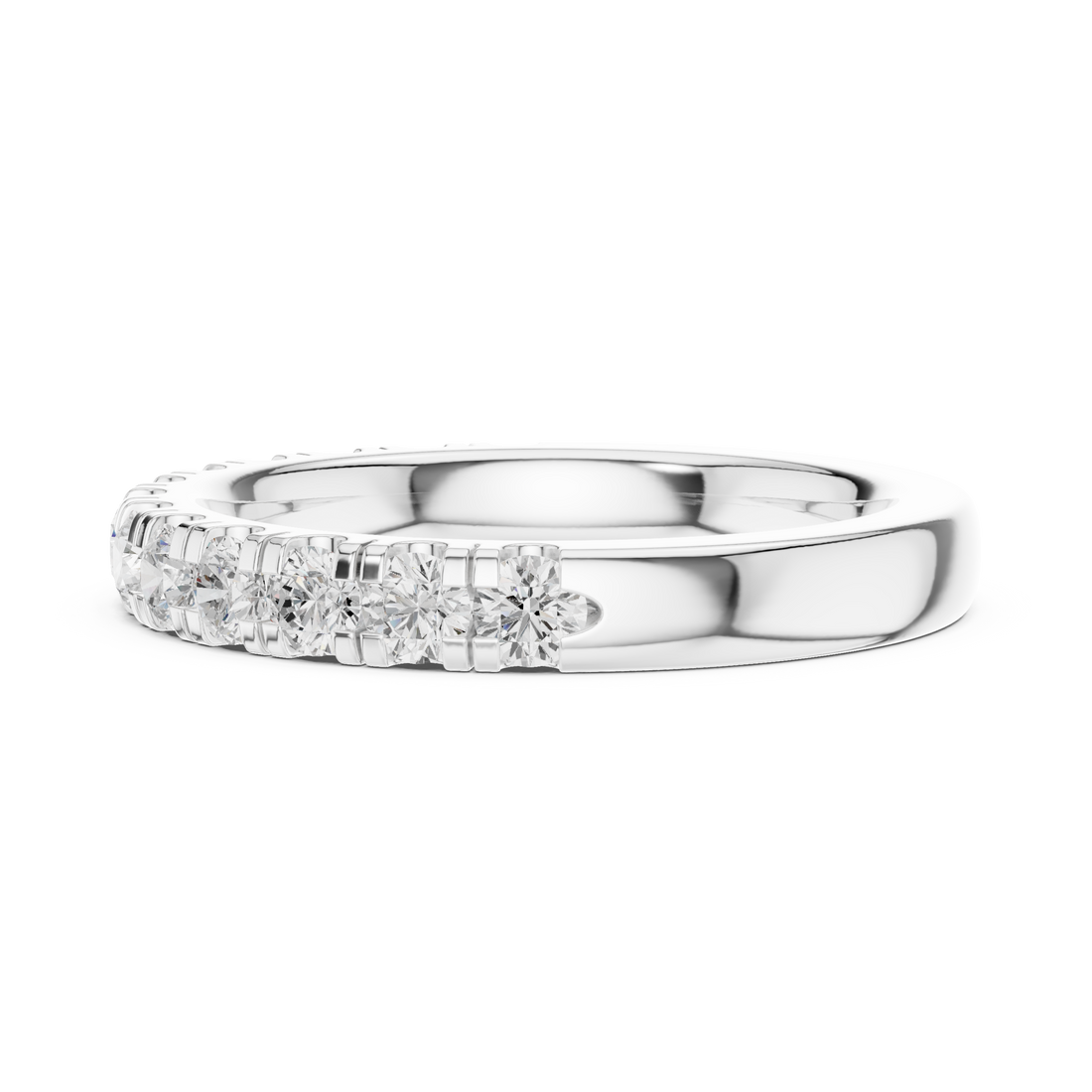 Elegant gold tennis bracelet featuring continuous line of sparkling diamonds.