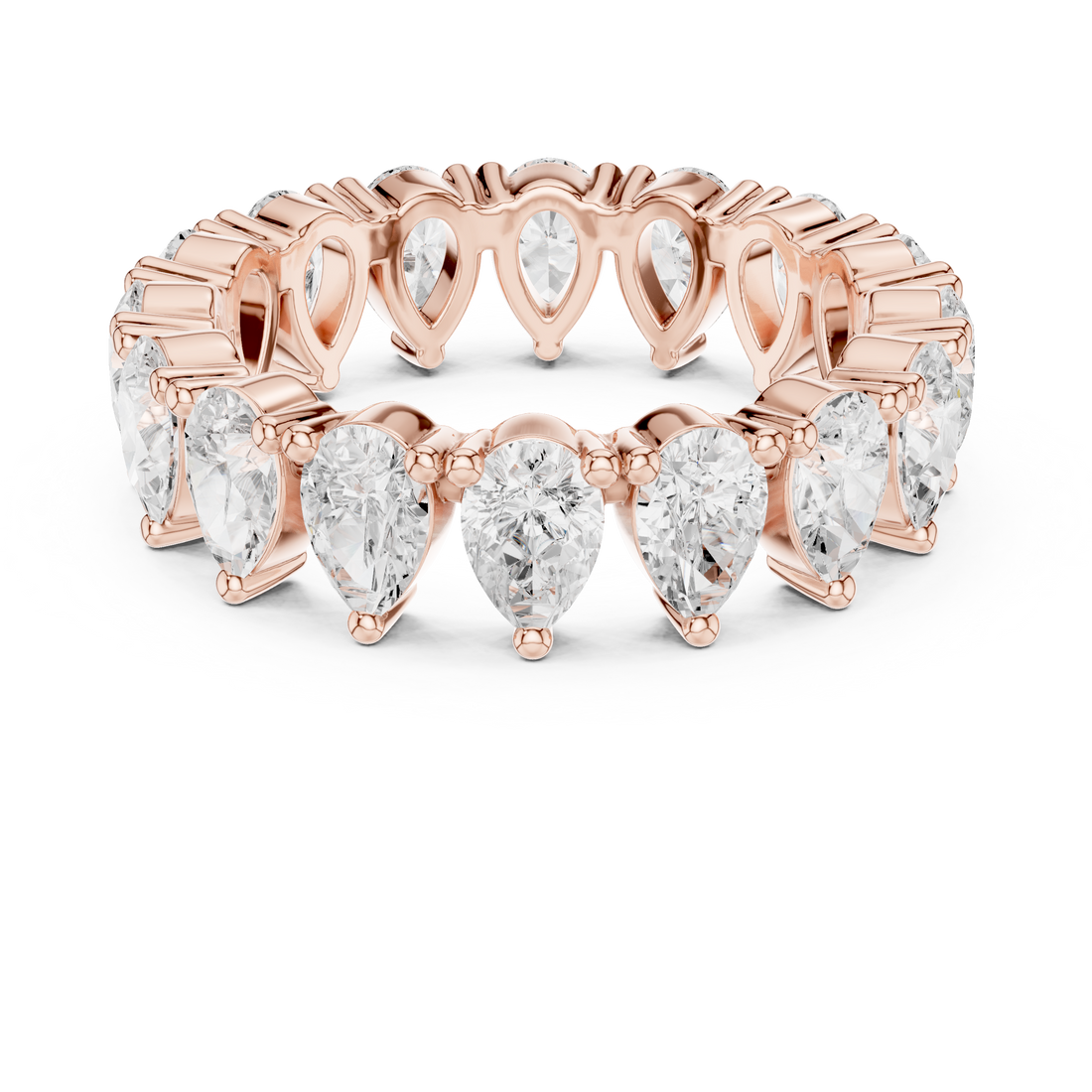 Pear Cut Diamond Eternity Collet Set Band Ring
