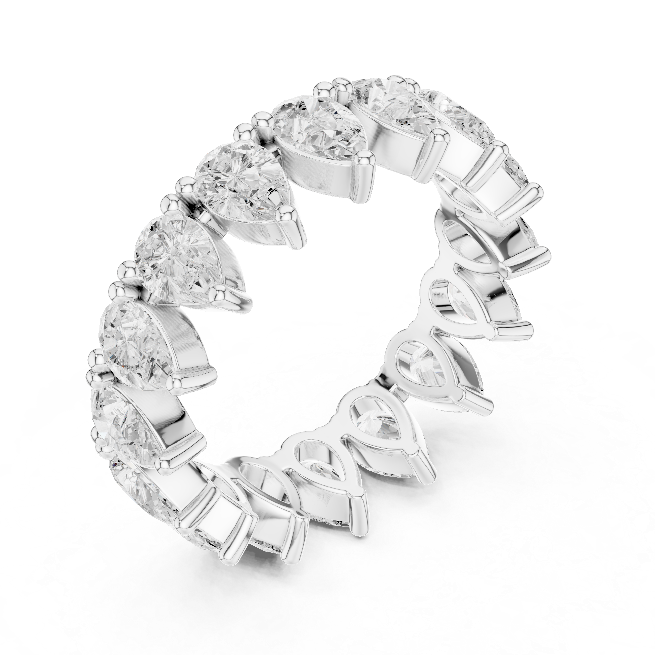 Pear Cut Diamond Eternity Collet Set Band Ring