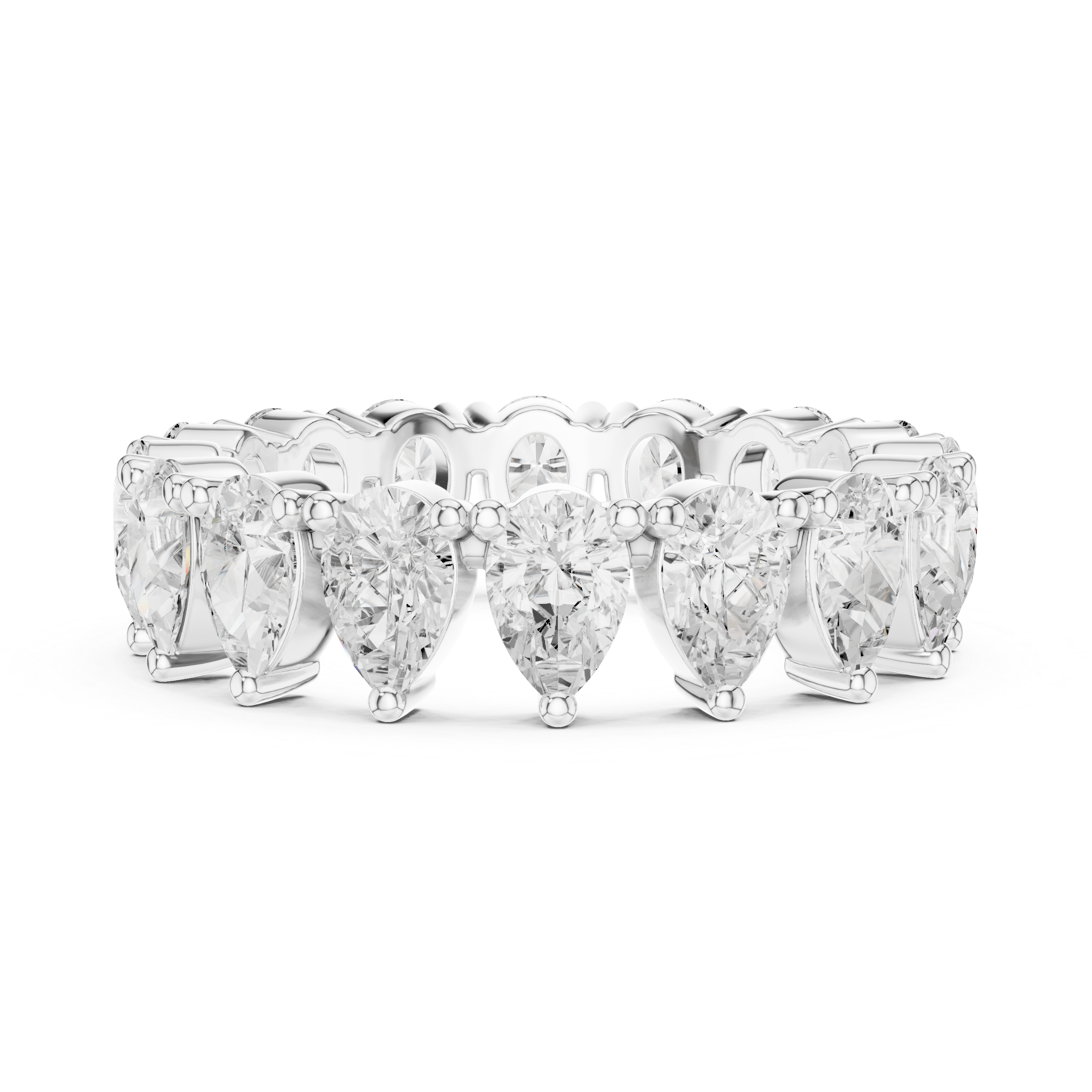 Pear Cut Diamond Eternity Collet Set Band Ring
