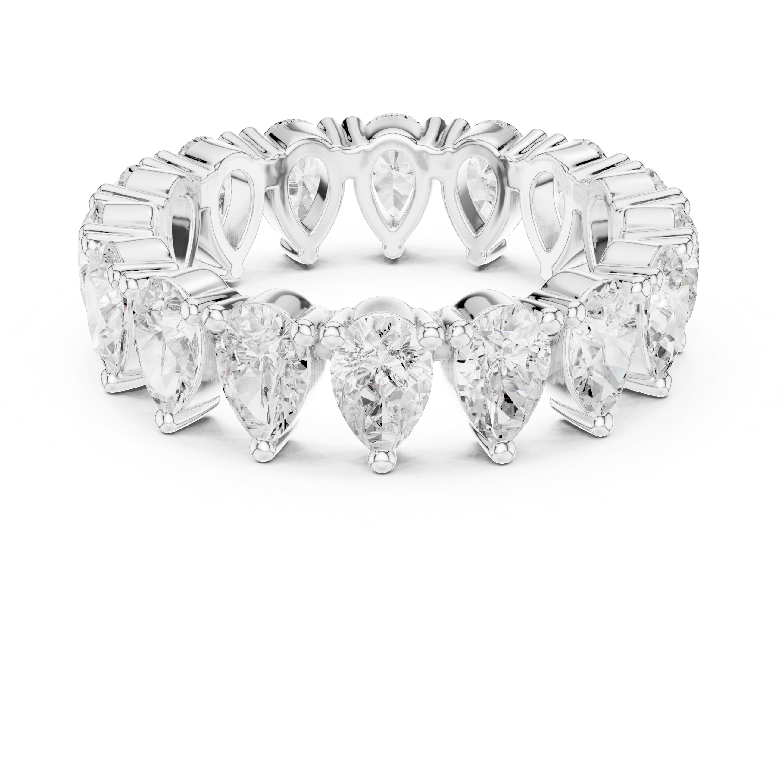 Pear Cut Diamond Eternity Collet Set Band Ring
