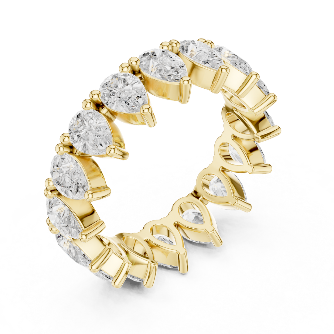 Pear Cut Diamond Eternity Collet Set Band Ring