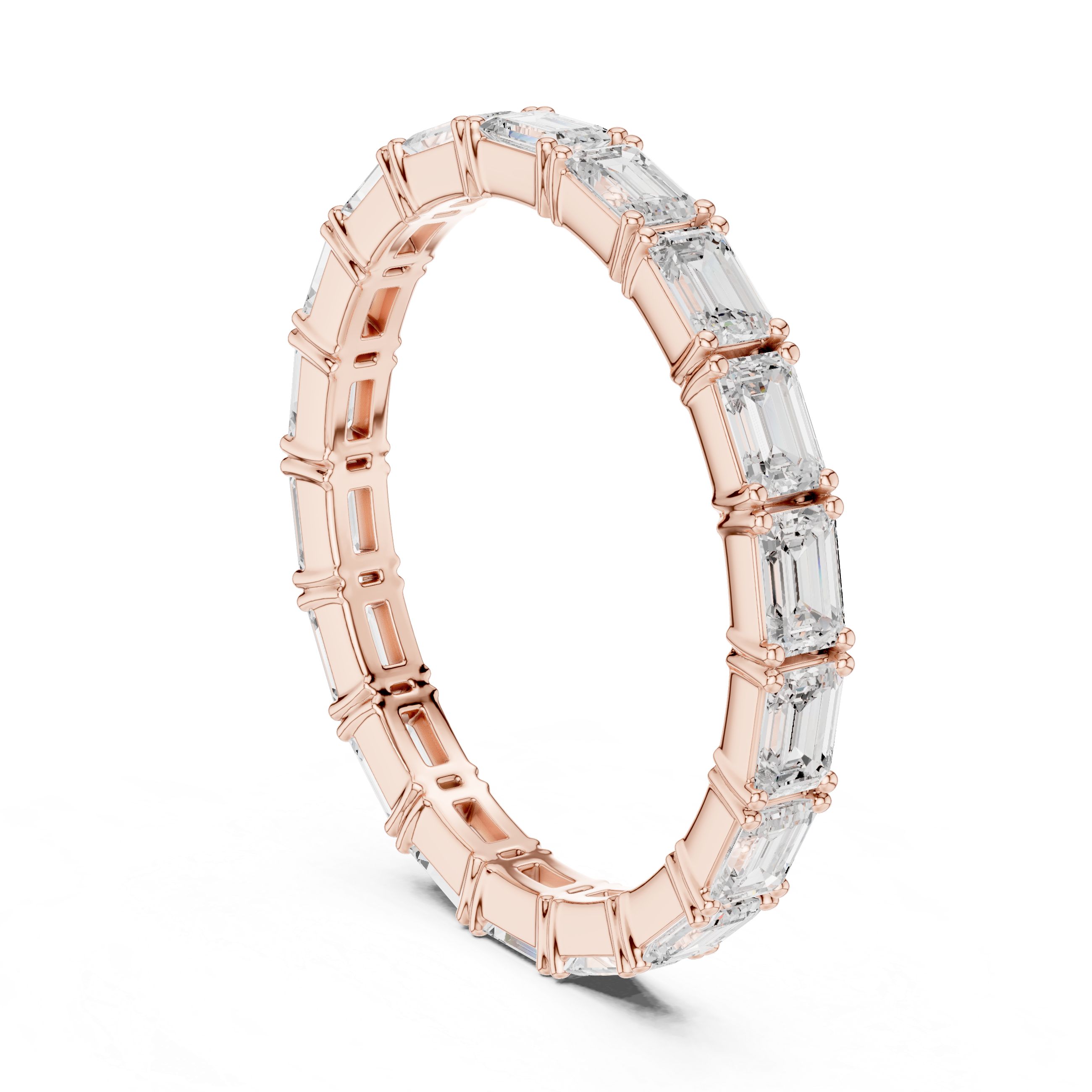 Emerald Cut Diamond Eternity Collet Set Band Ring