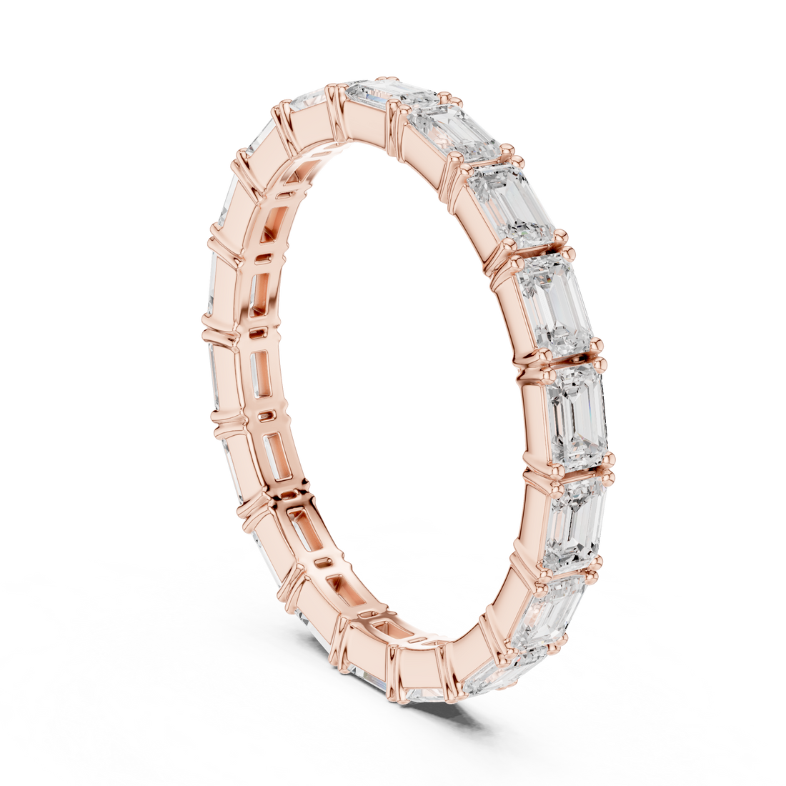Emerald Cut Diamond Eternity Collet Set Band Ring