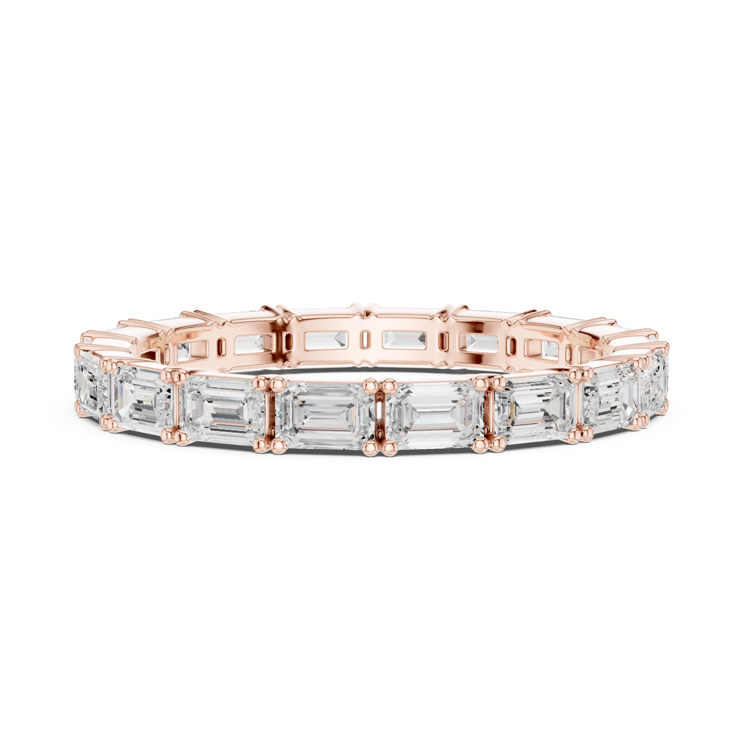 Emerald Cut Diamond Eternity Collet Set Band Ring