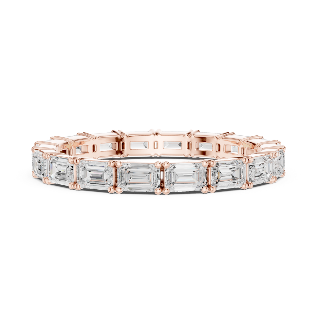 Emerald Cut Diamond Eternity Collet Set Band Ring
