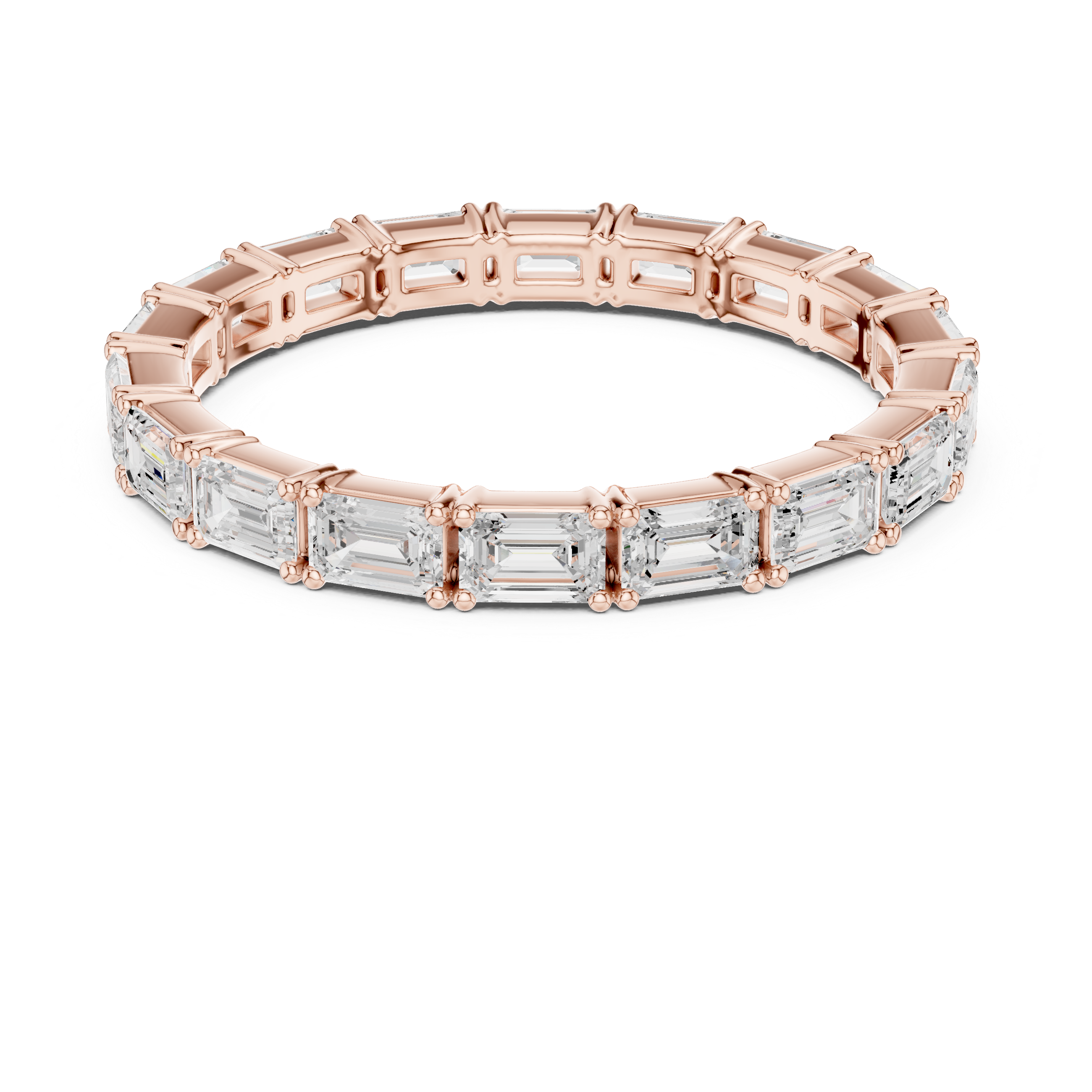 Emerald Cut Diamond Eternity Collet Set Band Ring