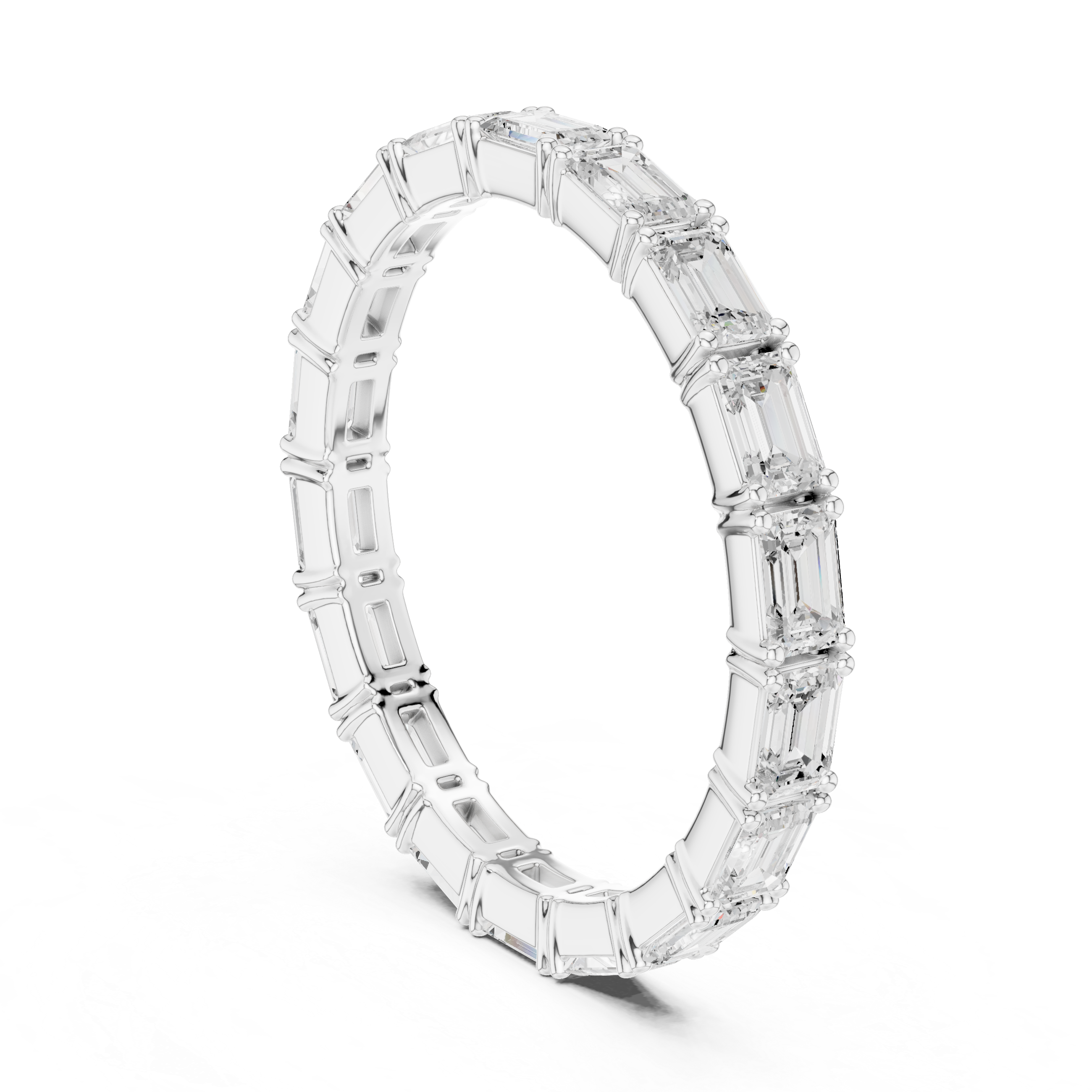 Emerald Cut Diamond Eternity Collet Set Band Ring