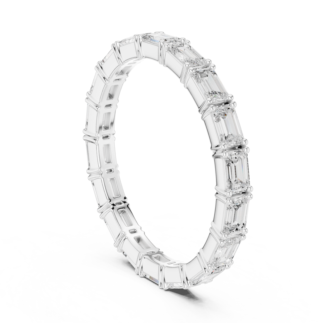 Emerald Cut Diamond Eternity Collet Set Band Ring