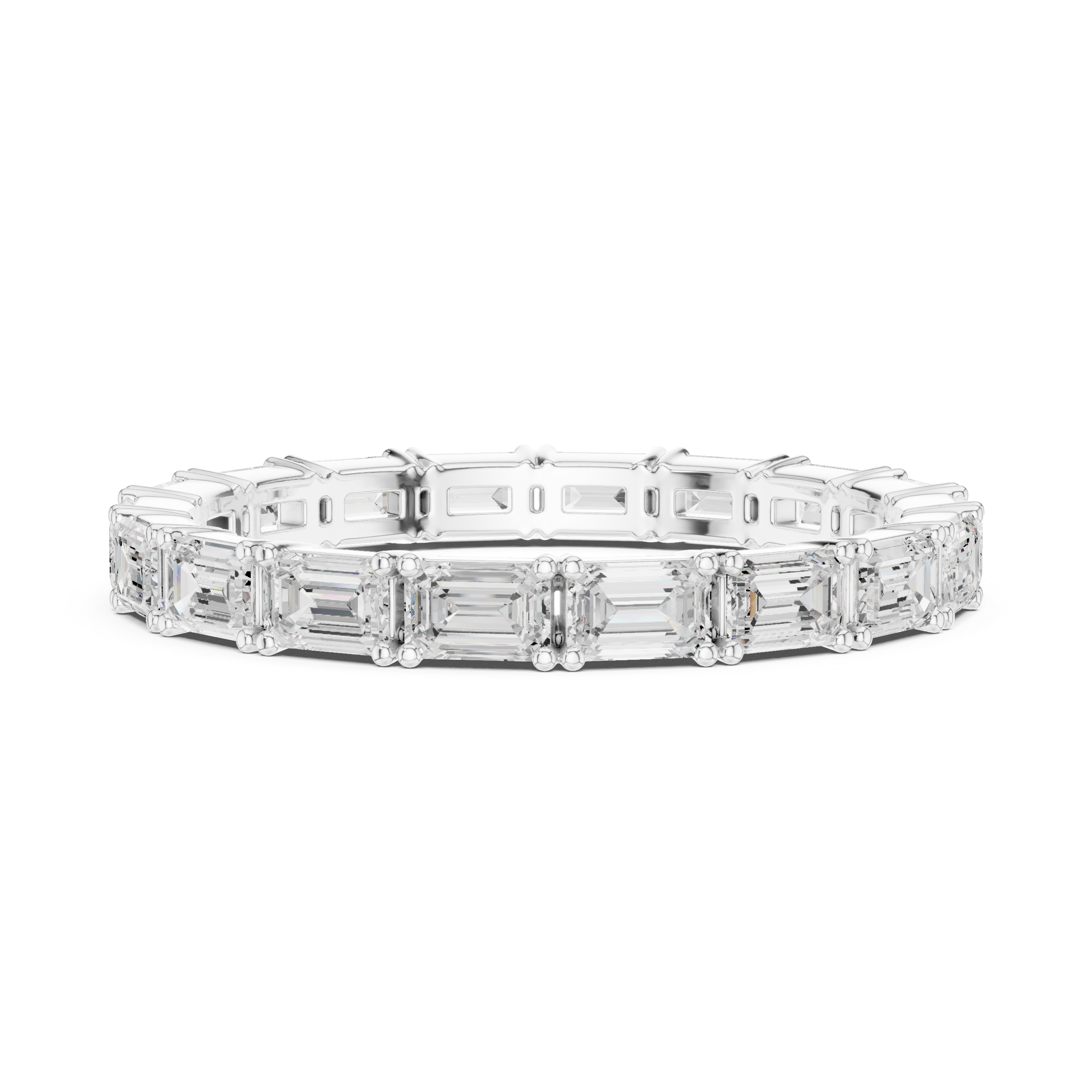 Emerald Cut Diamond Eternity Collet Set Band Ring