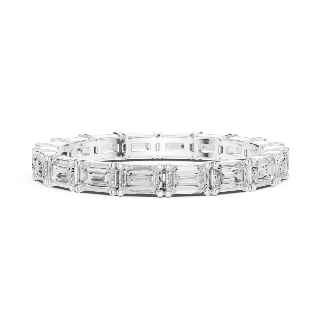 Emerald Cut Diamond Eternity Collet Set Band Ring
