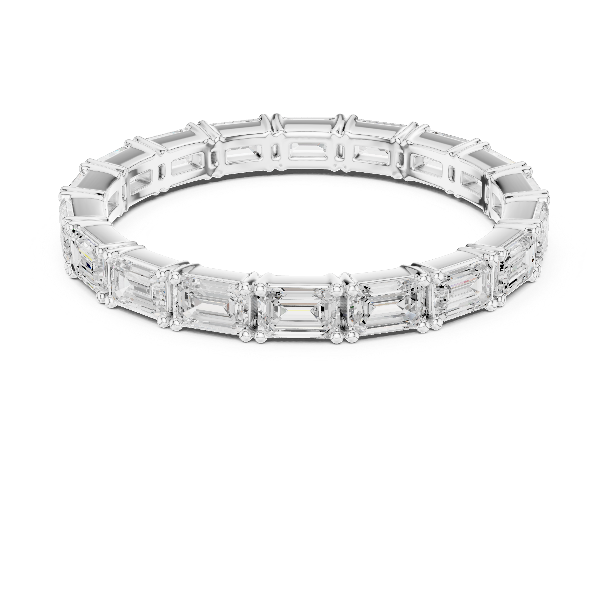 Emerald Cut Diamond Eternity Collet Set Band Ring